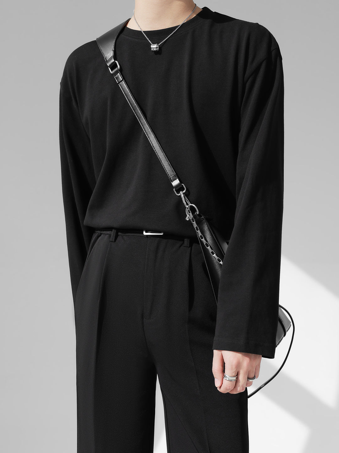 [HOHO] Self-made high-end drape solid color T-shirt J0083