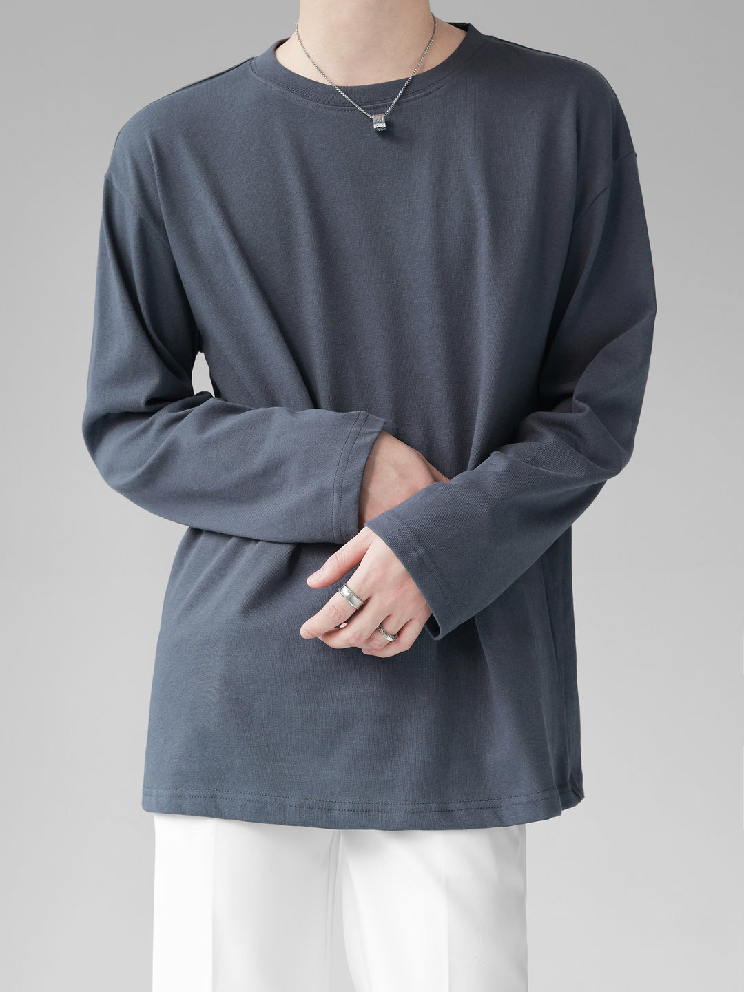 [HOHO] Self-made high-end drape solid color T-shirt J0083