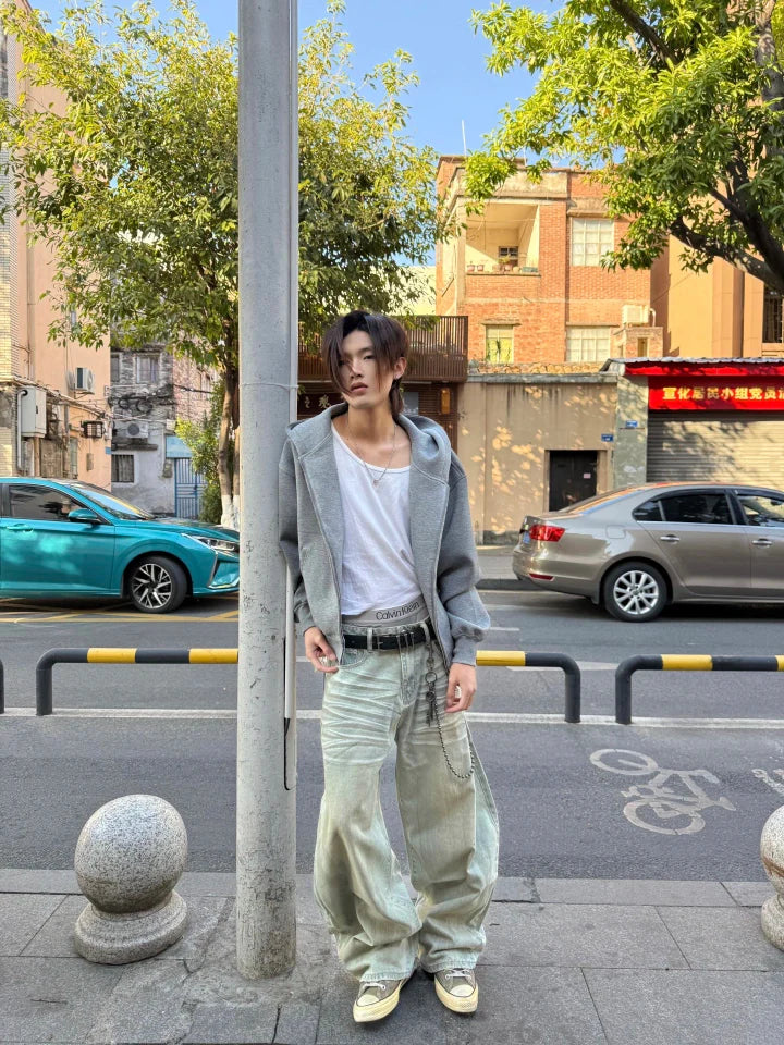 [FLAT ROOM] HEAVYWEIGHT BOX FIT ZIP HOODIE S0215