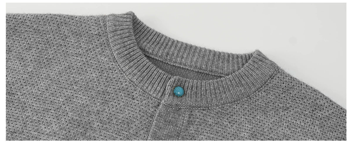 Contrasting button simple cardigan fff0287