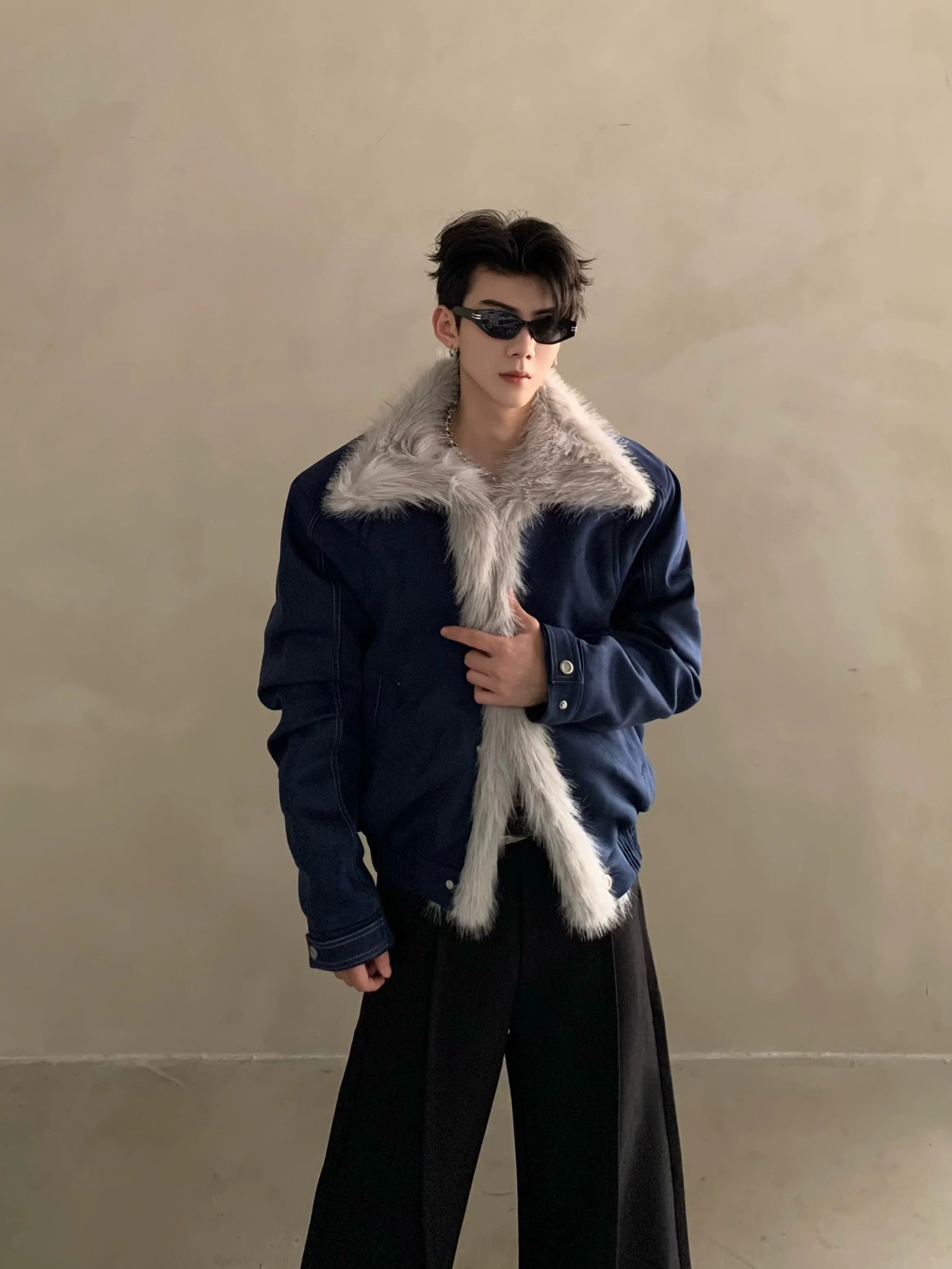 Winter niche high-end ruffian handsome sweater-neck cotton-padded jacket for men with thickened thermal seat mountain carving cotton-padded jacket T0192