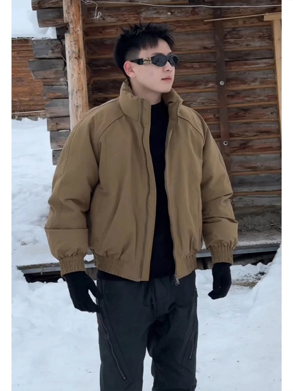 Black short stand-up neck silhouette down jacket C0379