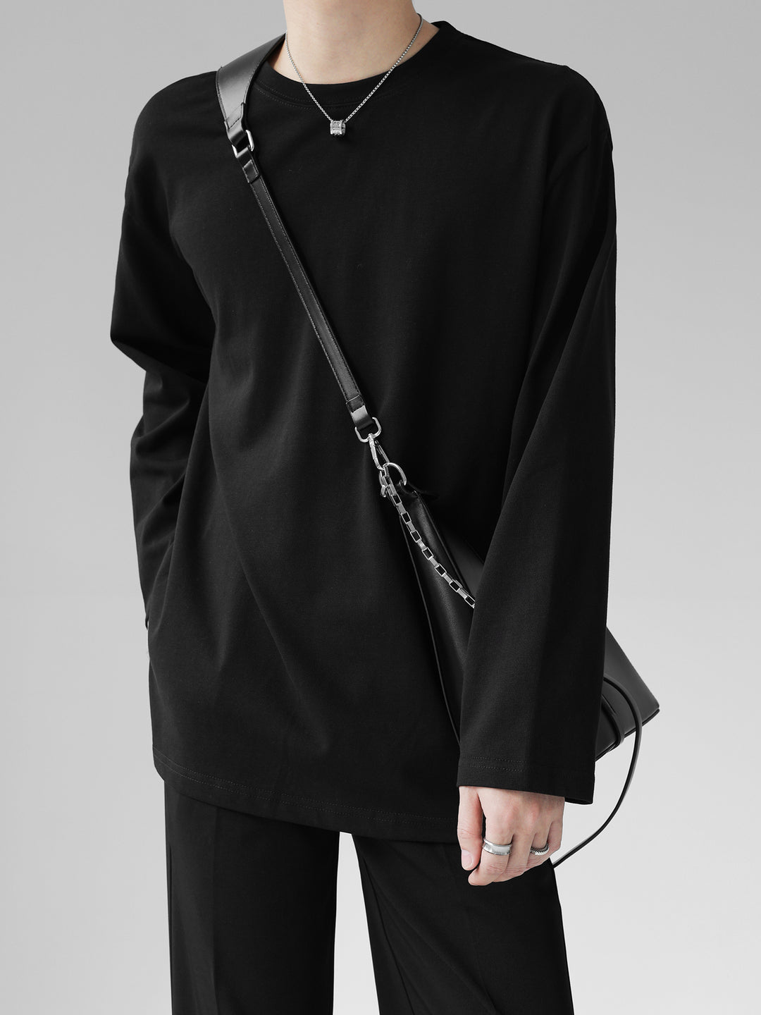 [HOHO] Self-made high-end drape solid color T-shirt J0083