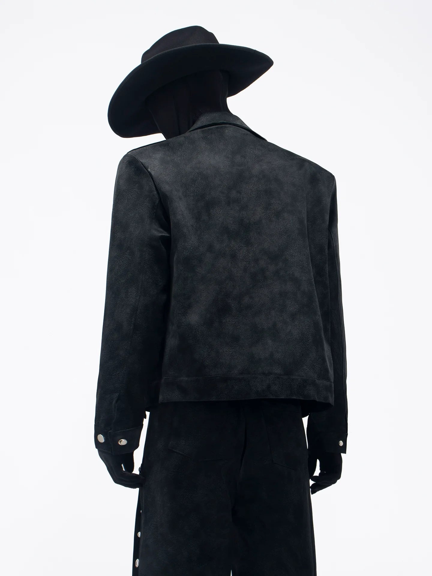 New personalized black metal decorative punk style suit PU black leather casual pants tide R013