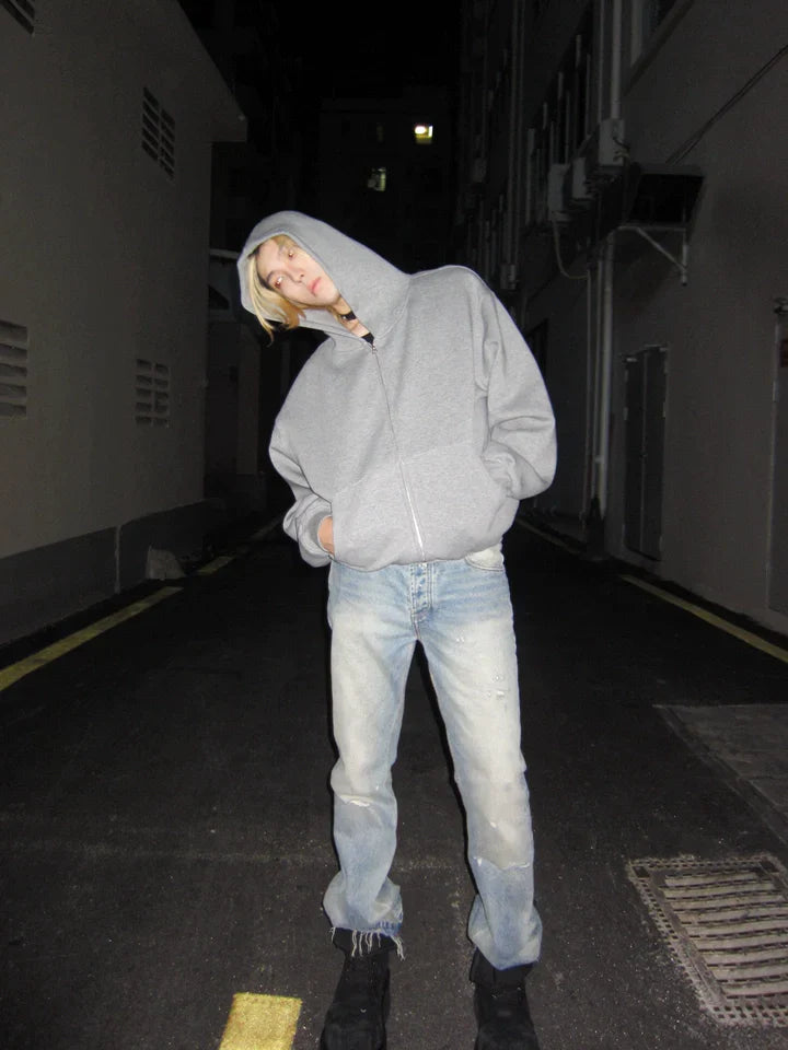 [FLAT ROOM] HEAVYWEIGHT BOX FIT ZIP HOODIE S0215