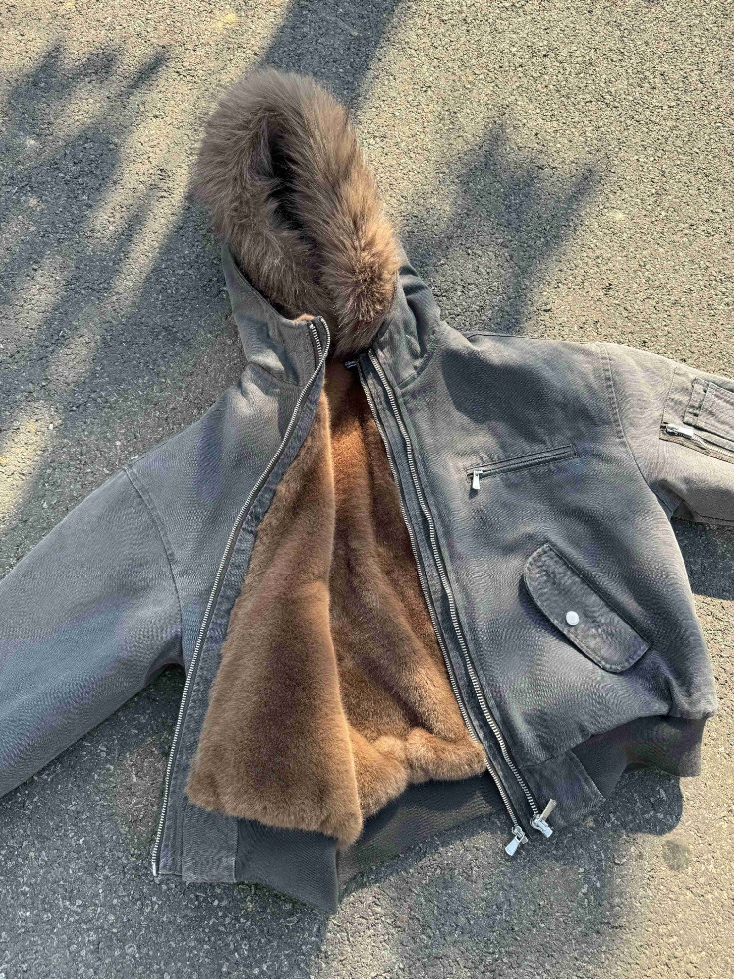 [Hermit] MULTI-ZIP FUR TRIM PADDED JACKET T0175