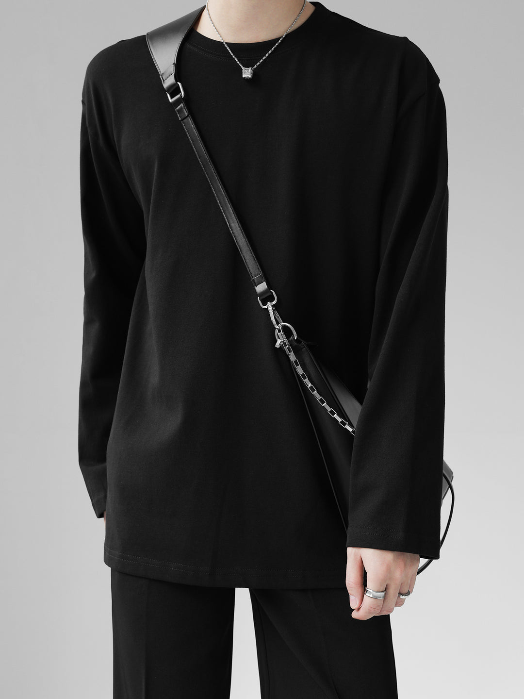 [HOHO] Self-made high-end drape solid color T-shirt J0083