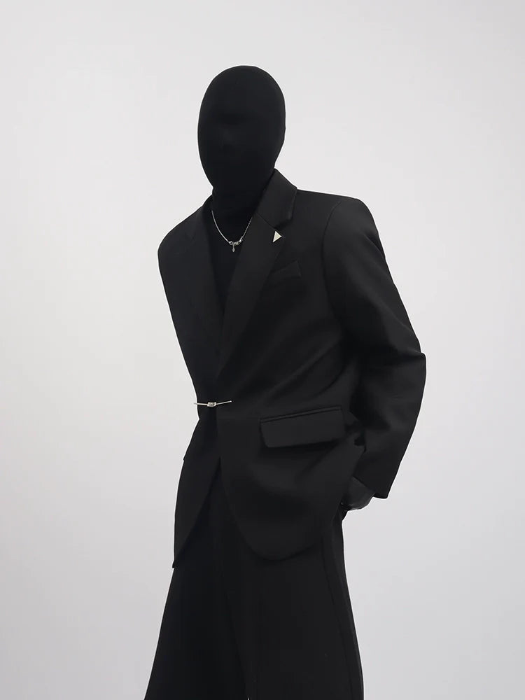 Black Clothes Premium Sense Small Fragrant Style Blazer Male Ruffian Handsome Temperament Trendy Metal Buckle Suit Trend R012