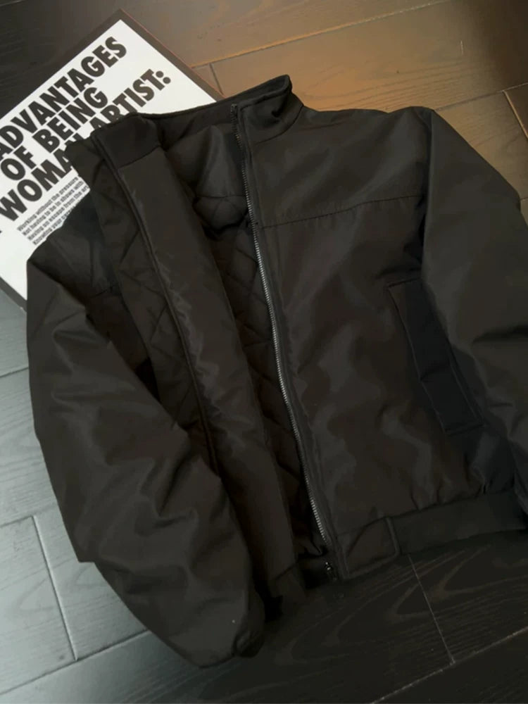 Black short three-proof thickened flight jacket ff0283