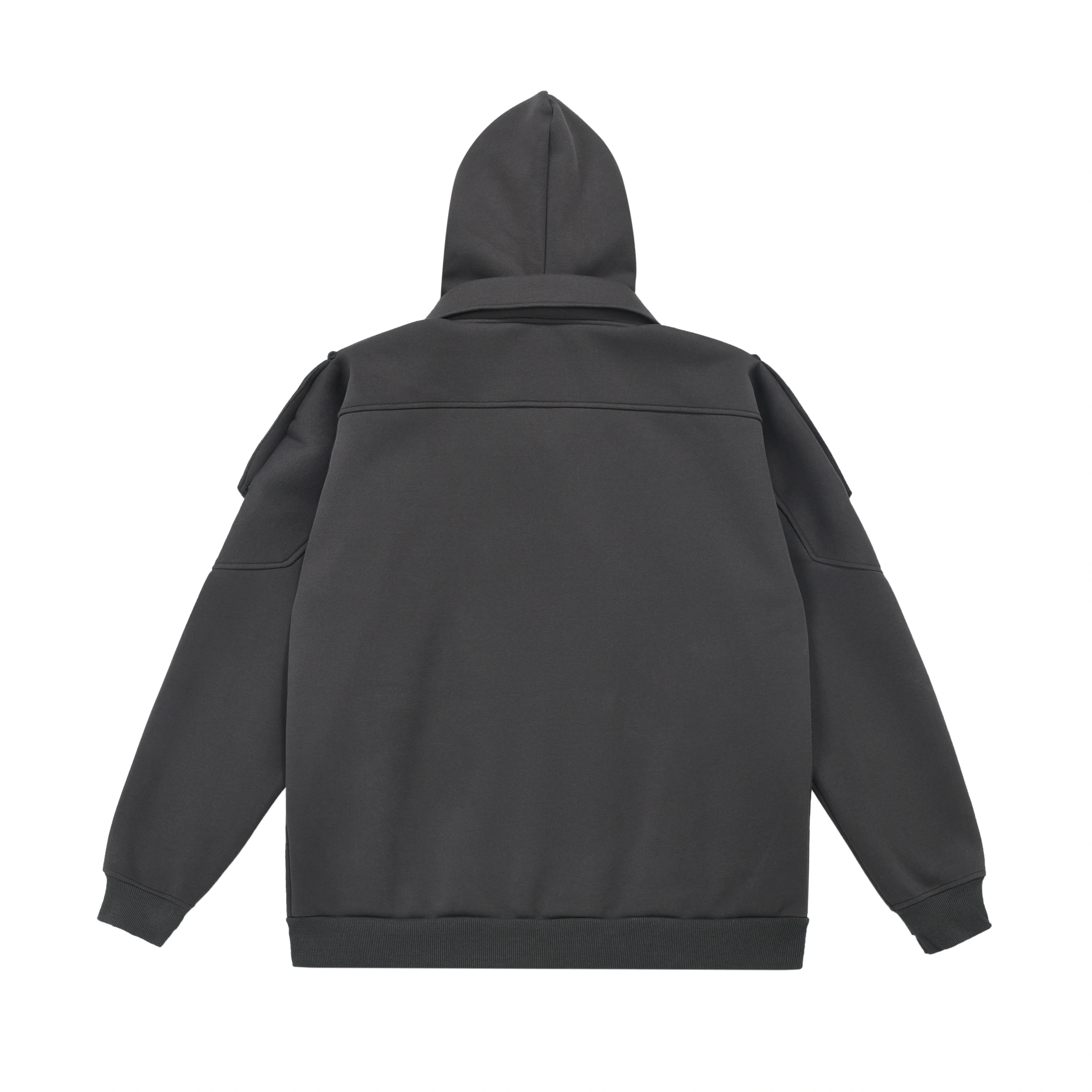 LAYERED-LOOK STAND-COLLAR ZIP HOODIE S0076