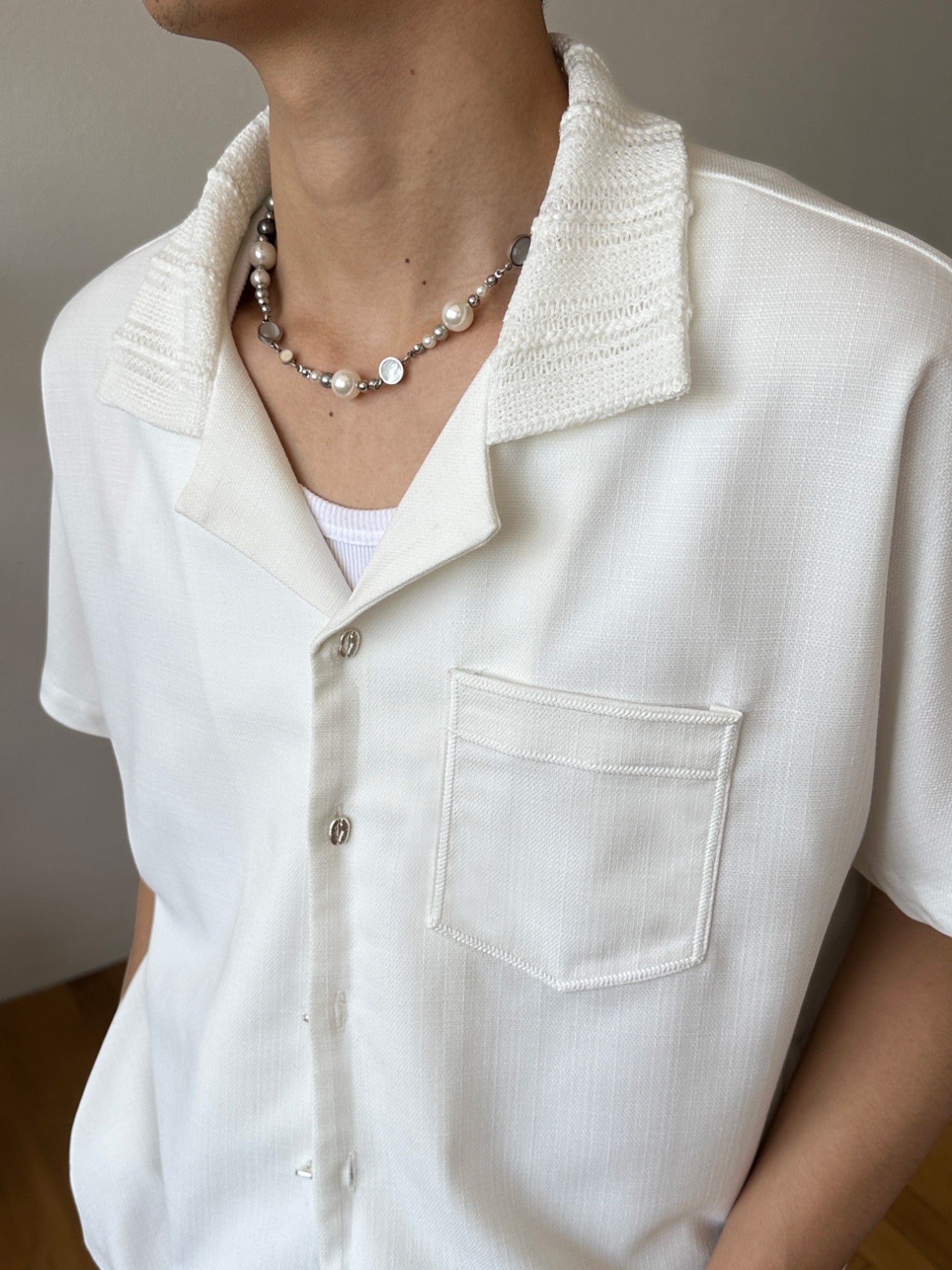 [FDM] WAVE TEXTURE RELAXED CUBAN COLLAR shirt J0139