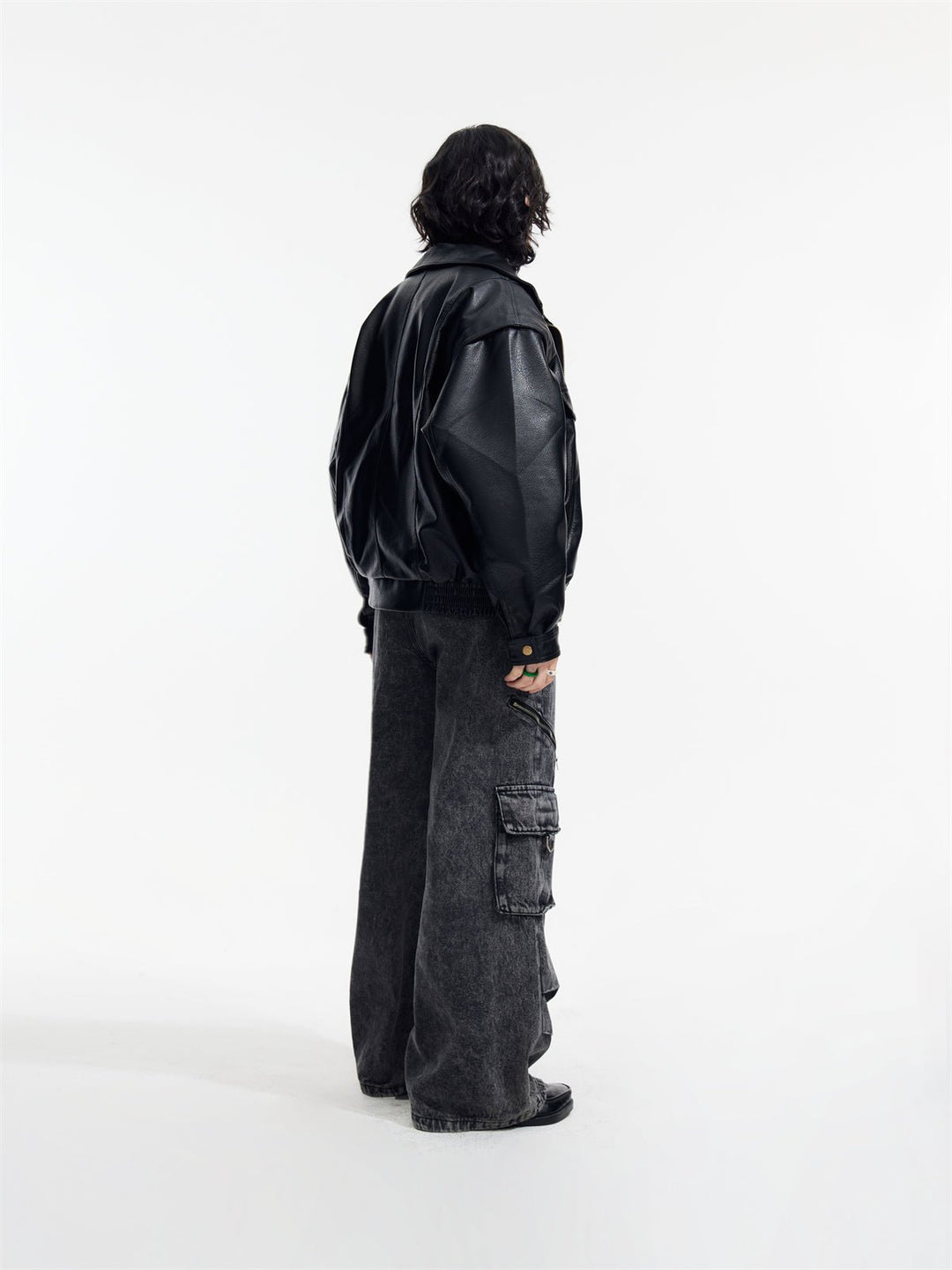 [PeopleStyle] Genderless wear silhouette fashionable leather jacket T0166