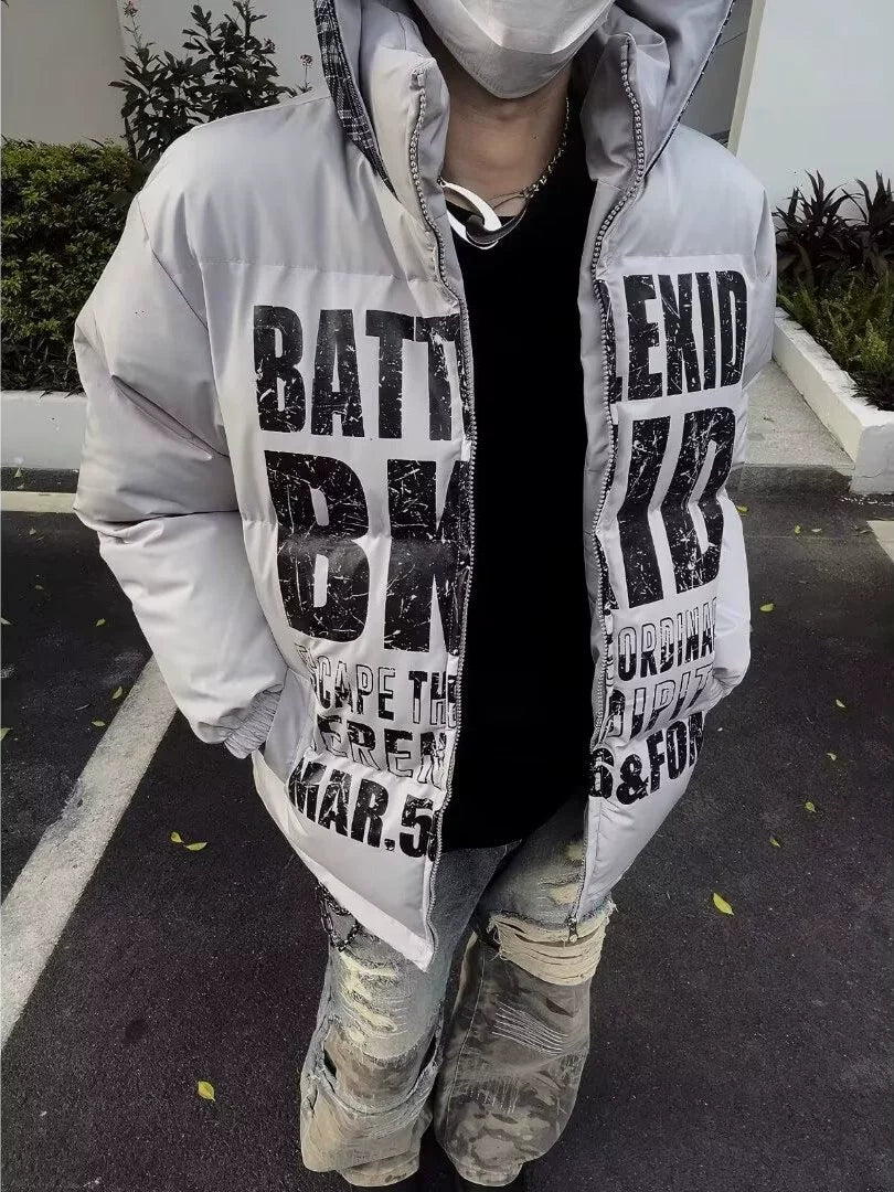 American Letter Print Cotton Jacket T0079