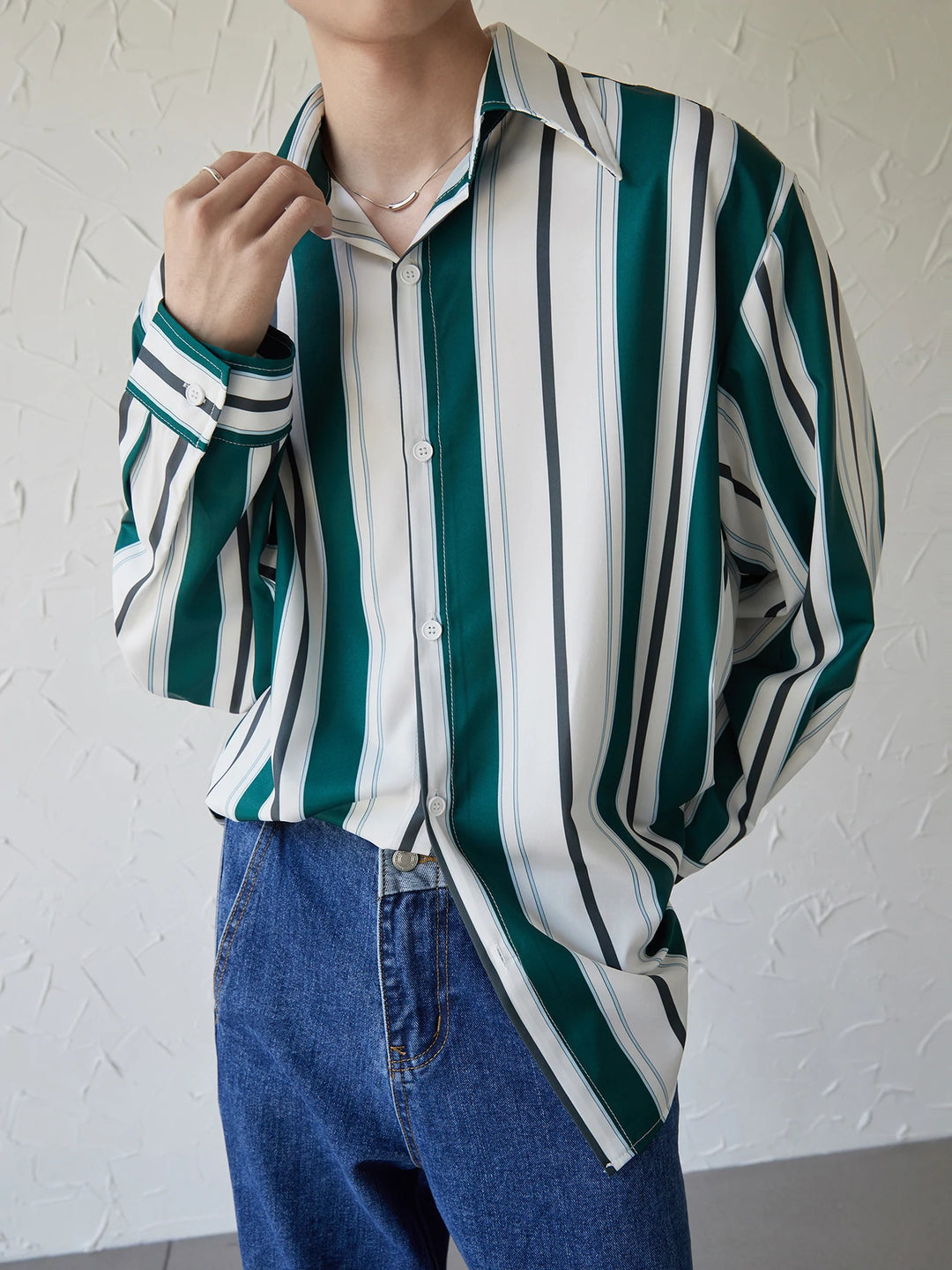 [DAZIONSED] STRIPE LONG SHIRT J0125