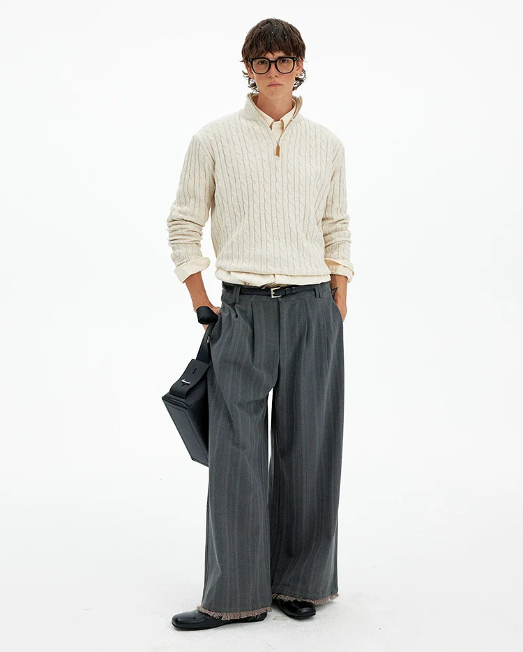 American retro twisted half-zipper sweater men's and women's autumn and winter casual lazy wind soft waxy knitted sweater tide S0165