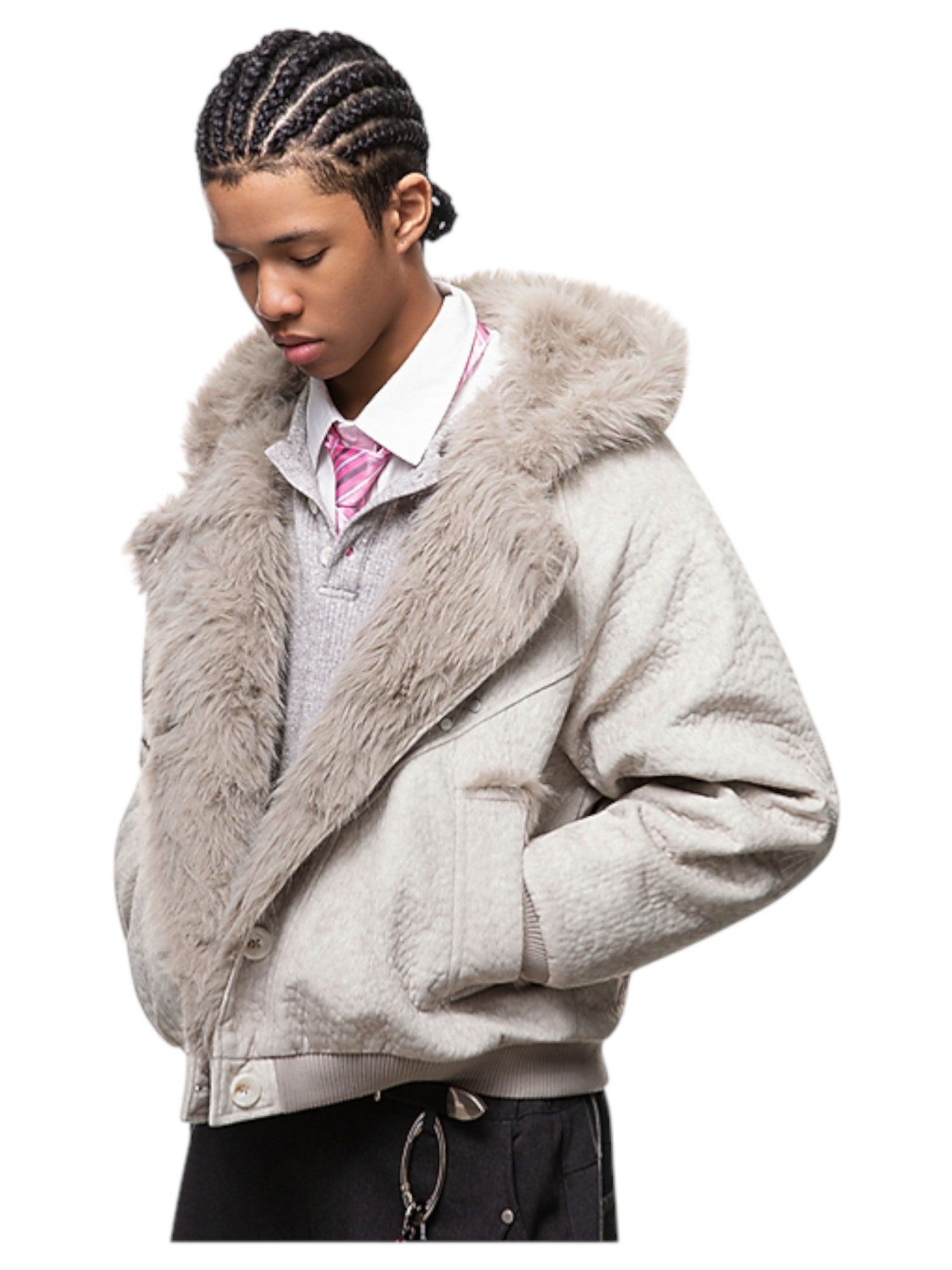 FAUX FUR-COLLAR PADDED JACKET T0144