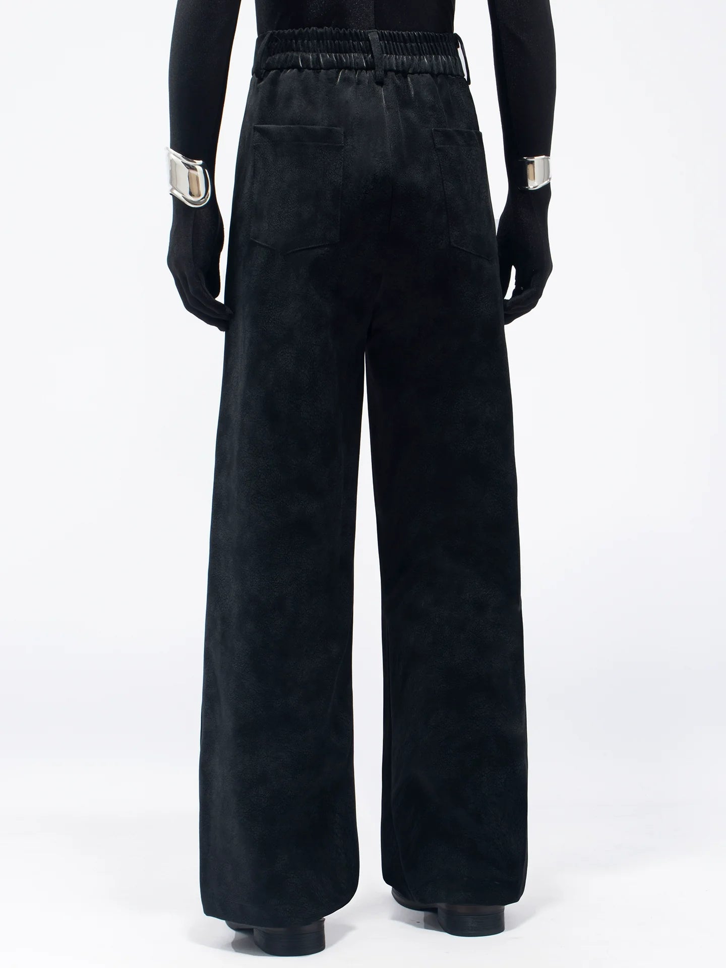 New personalized black metal decorative punk style suit PU black leather casual pants tide R013