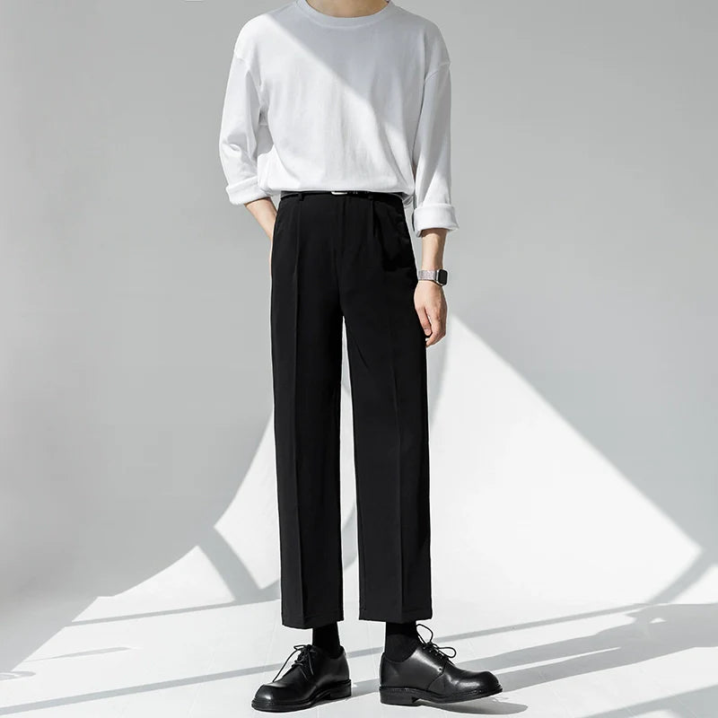 Straight casual wide-leg nine-point suit pants M003