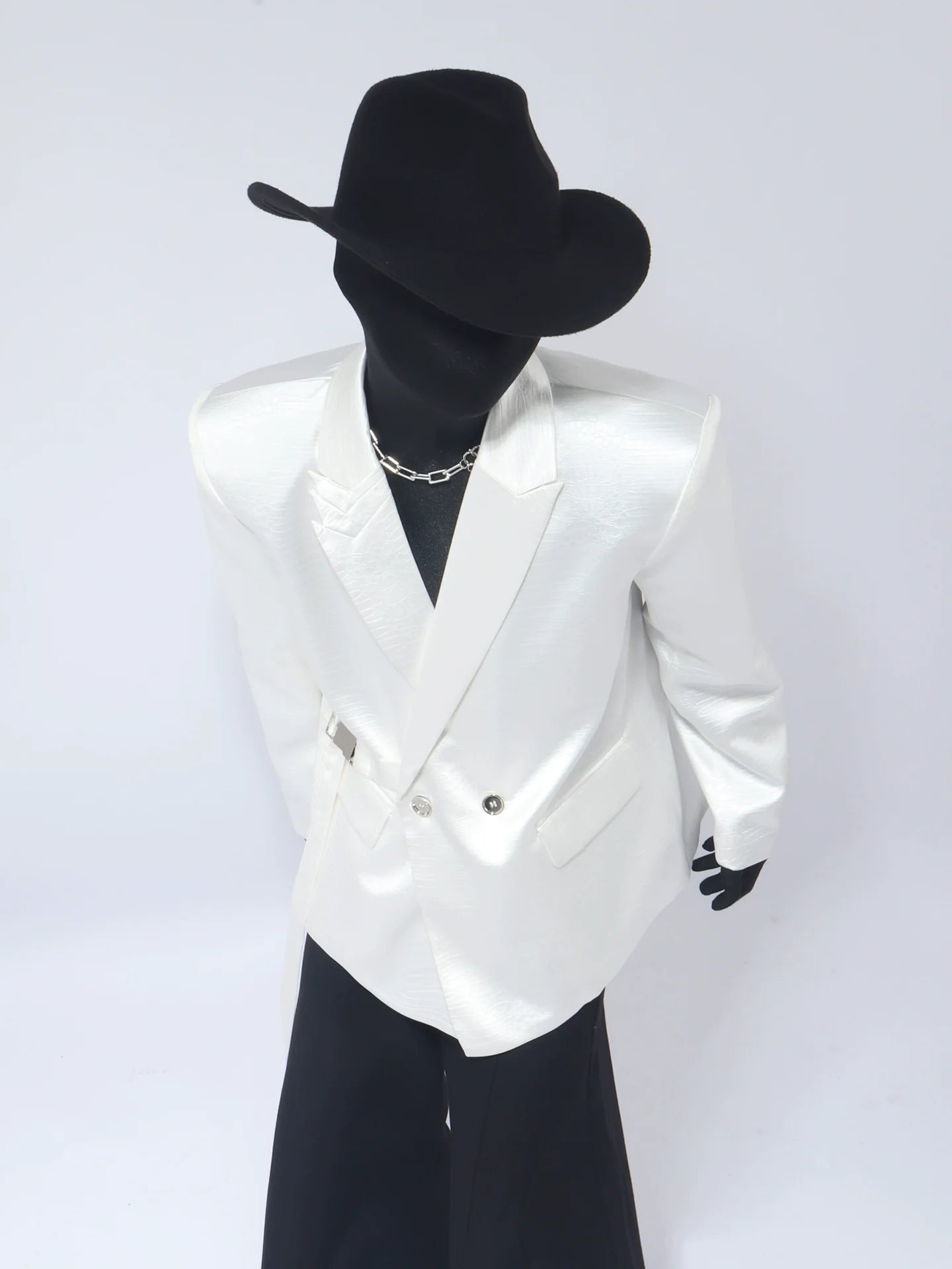 Premium buckle heavy industry shoulder padded blazer male ruffian handsome niche design suit R014