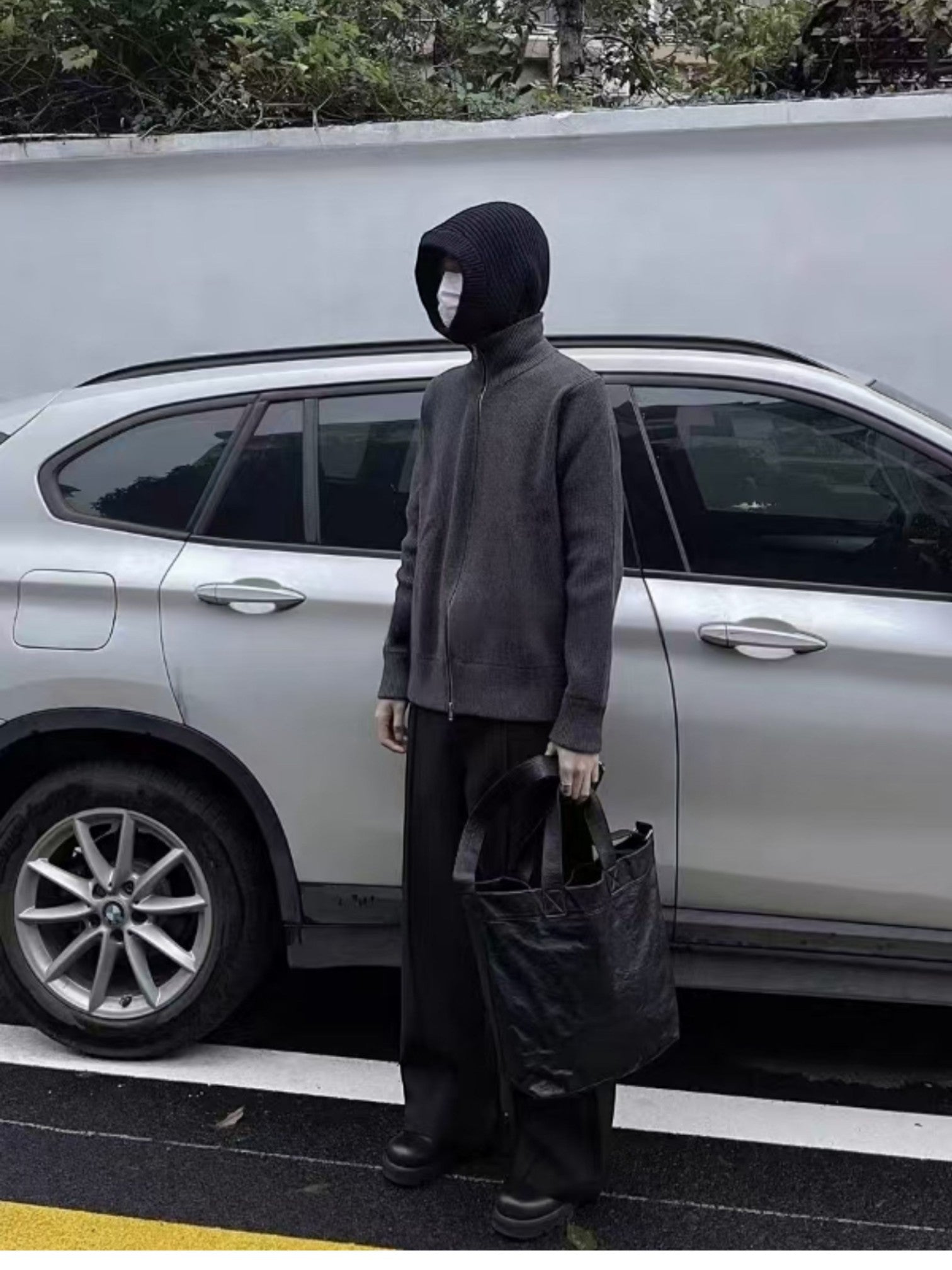 [WXB] KOREAN RIBBED ZIP-UP HIGH COLLAR shirt T0203