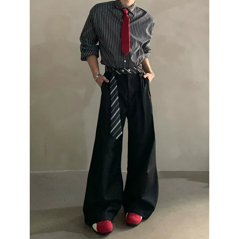 High-end niche scarf design scimitar casual pants men's non-ironing and drape casual pants tide B0322