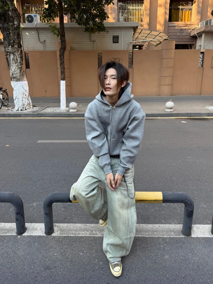 [FLAT ROOM] HEAVYWEIGHT BOX FIT ZIP HOODIE S0215