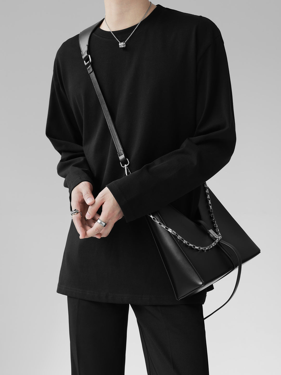 [HOHO] Self-made high-end drape solid color T-shirt J0083