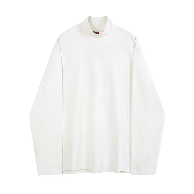 Winter and autumn top semi-turtleneck bottoming shirt men's pure cotton long-sleeved t-shirt with Korean trend t-shirt inside J0082