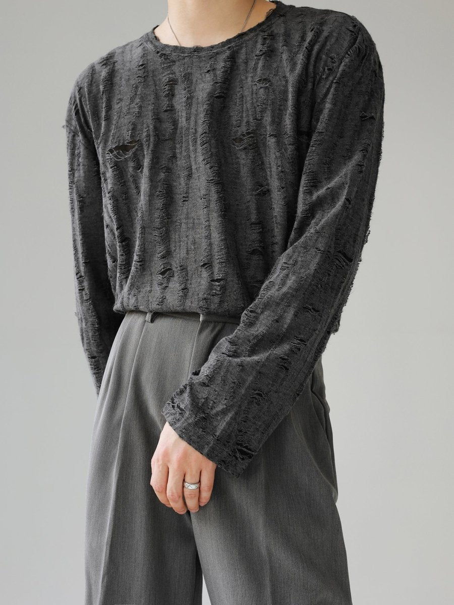 [HOHO]round neck hole T-shirt J0099