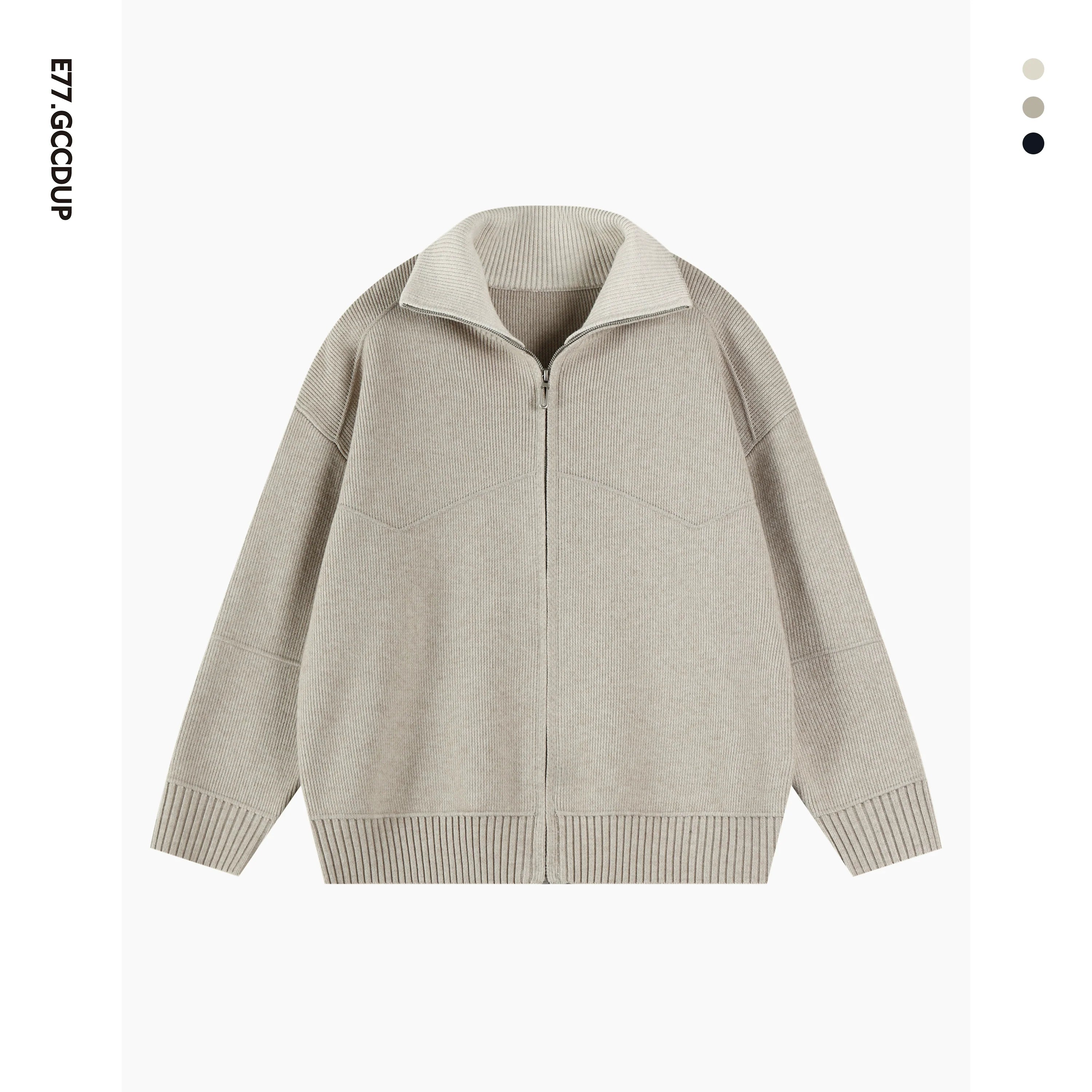 Barn style high luxury contrasting color lapel knitted cardigan jacket versatile sweater top S0174