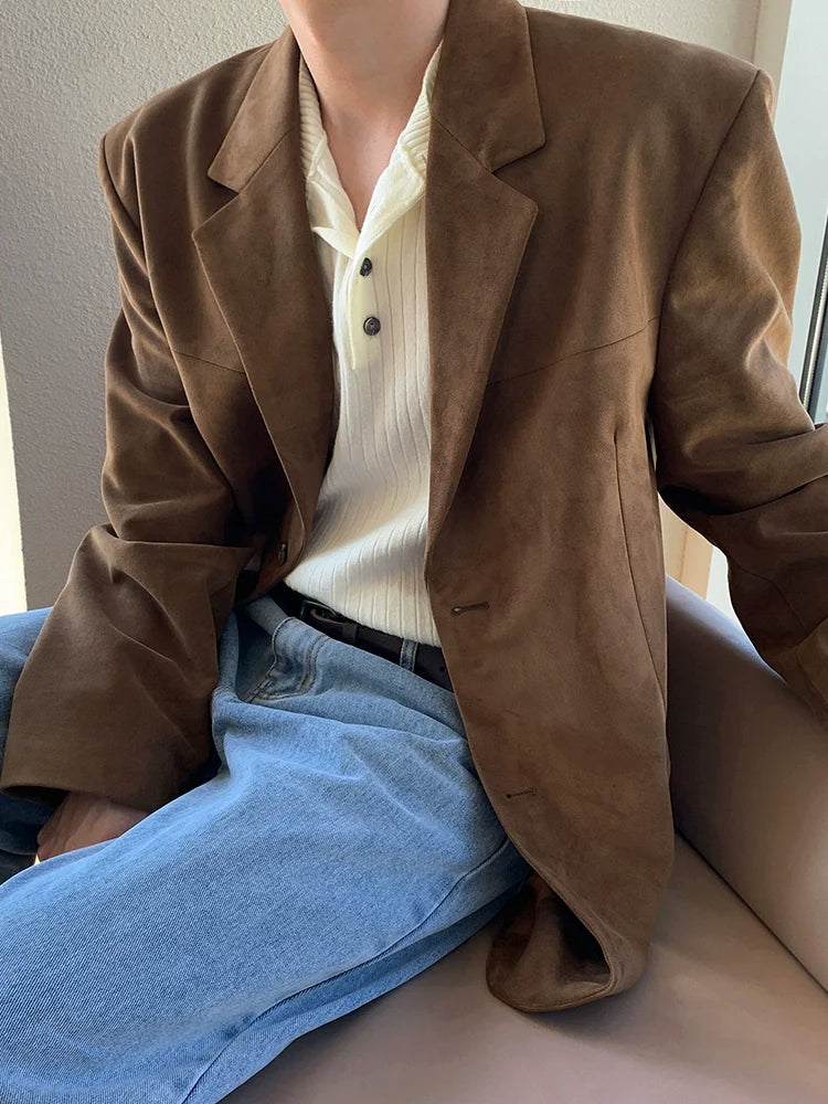 High-end casual suit men's spring new loose suit jacket Korean trend ruffian handsome top R001