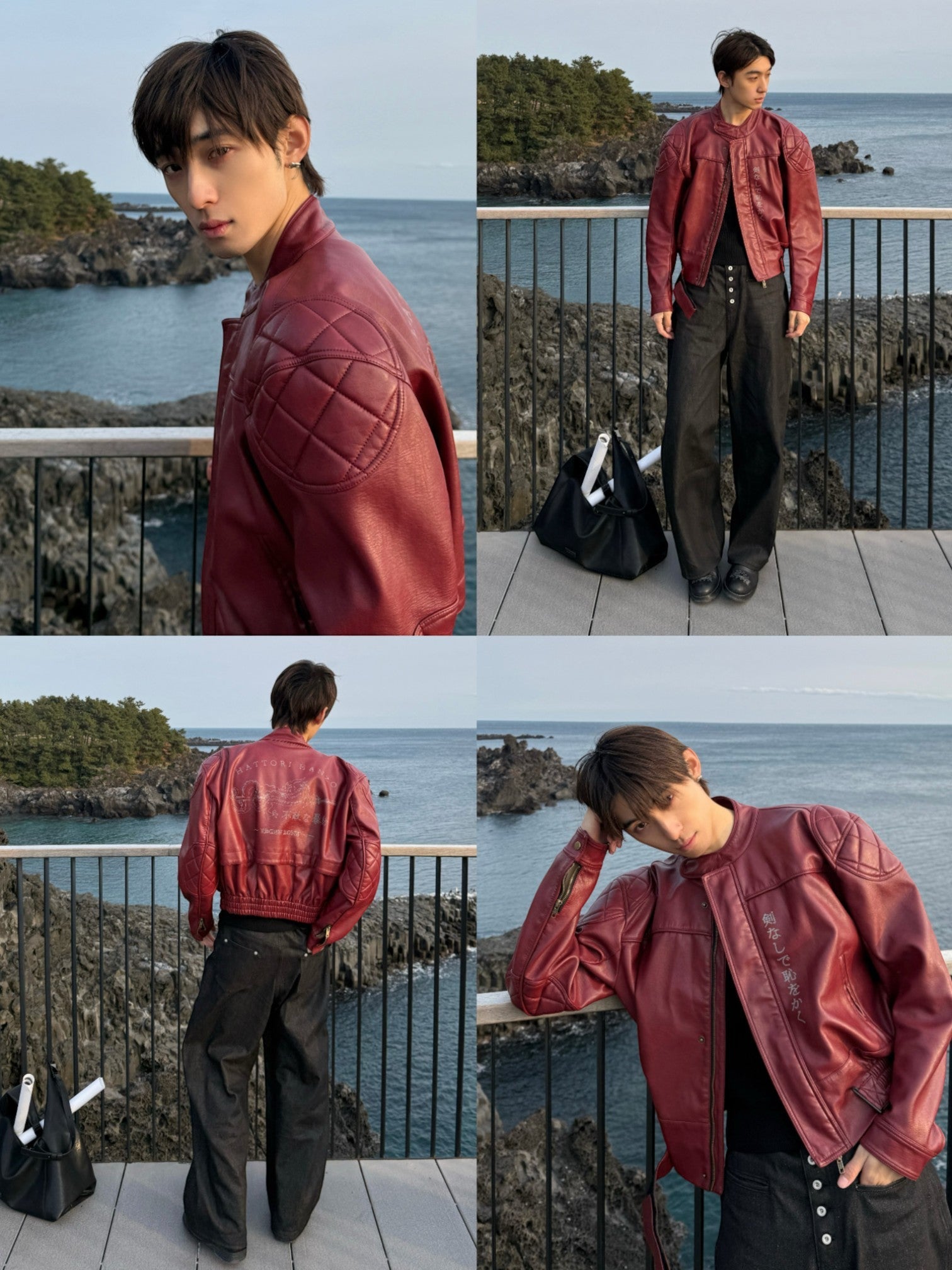 [REGEN ZONE] DRAGON-BLADE FAUX LEATHER JACKET T0176