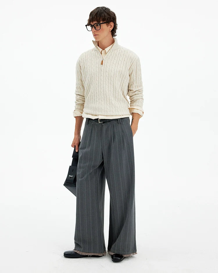 American retro twisted half-zipper sweater men's and women's autumn and winter casual lazy wind soft waxy knitted sweater tide S0165