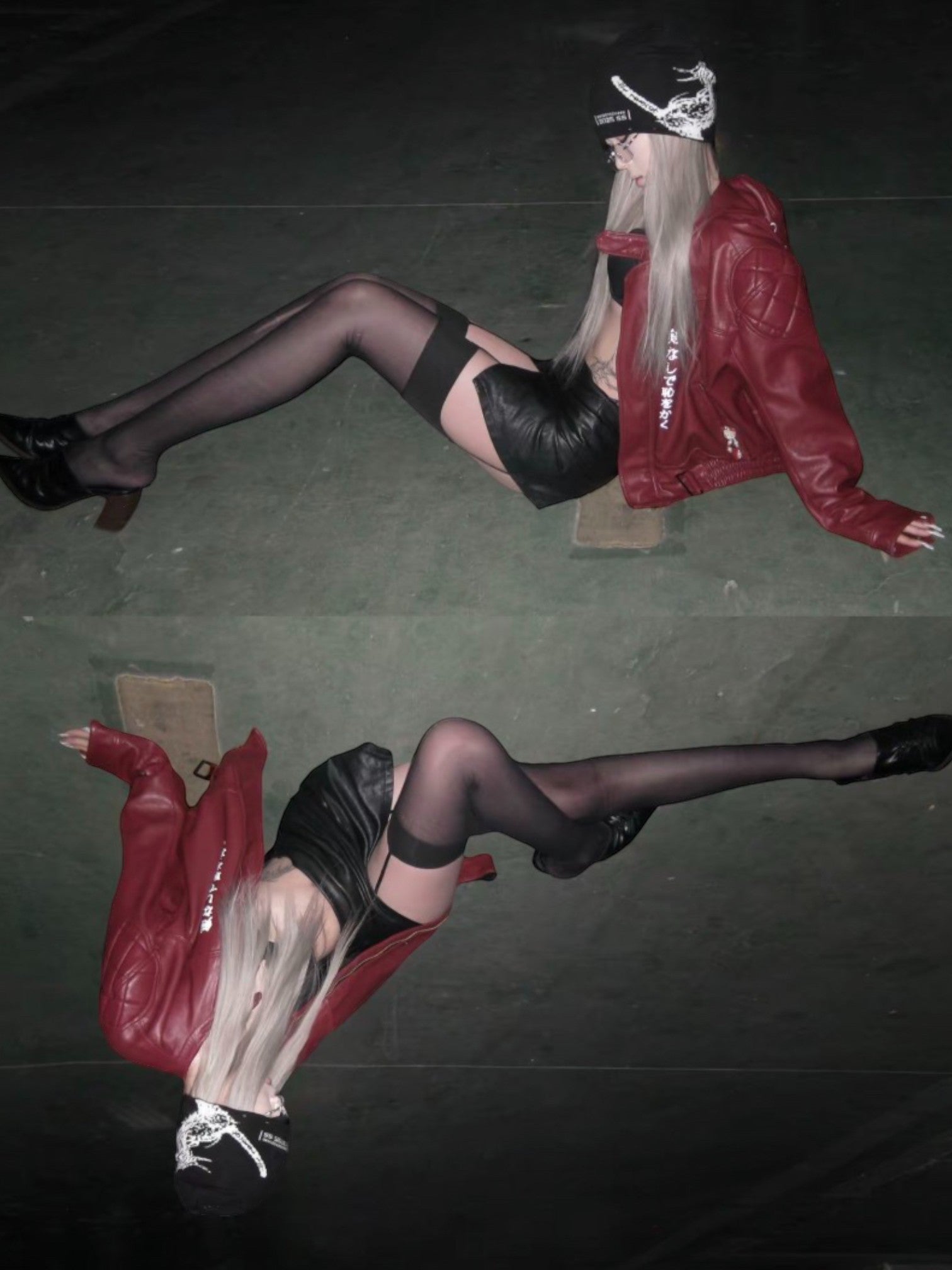 [REGEN ZONE] DRAGON-BLADE FAUX LEATHER JACKET T0176