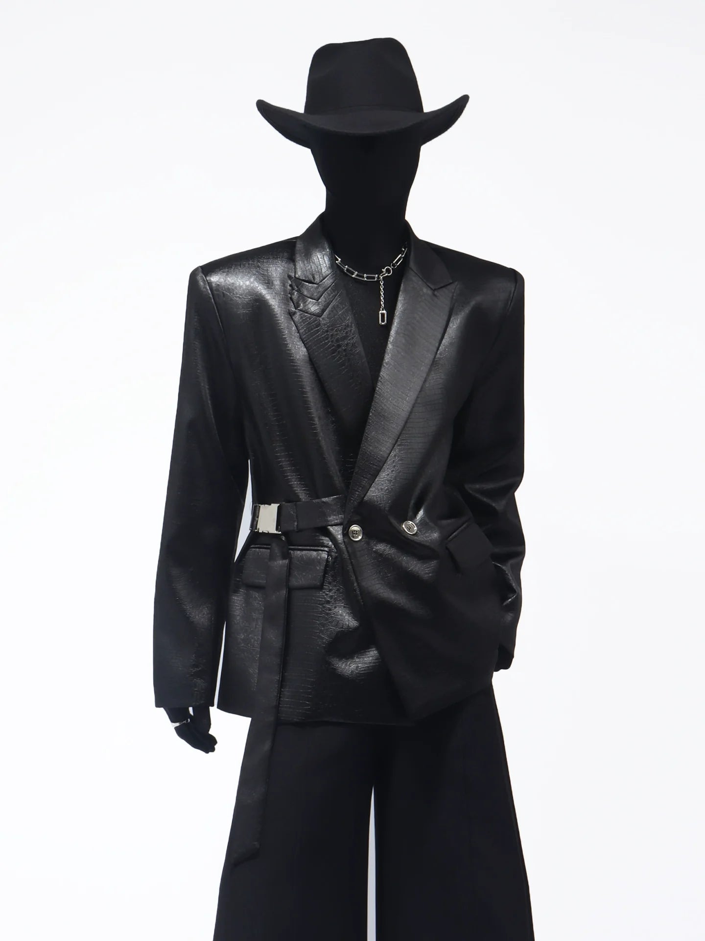 Premium buckle heavy industry shoulder padded blazer male ruffian handsome niche design suit R014