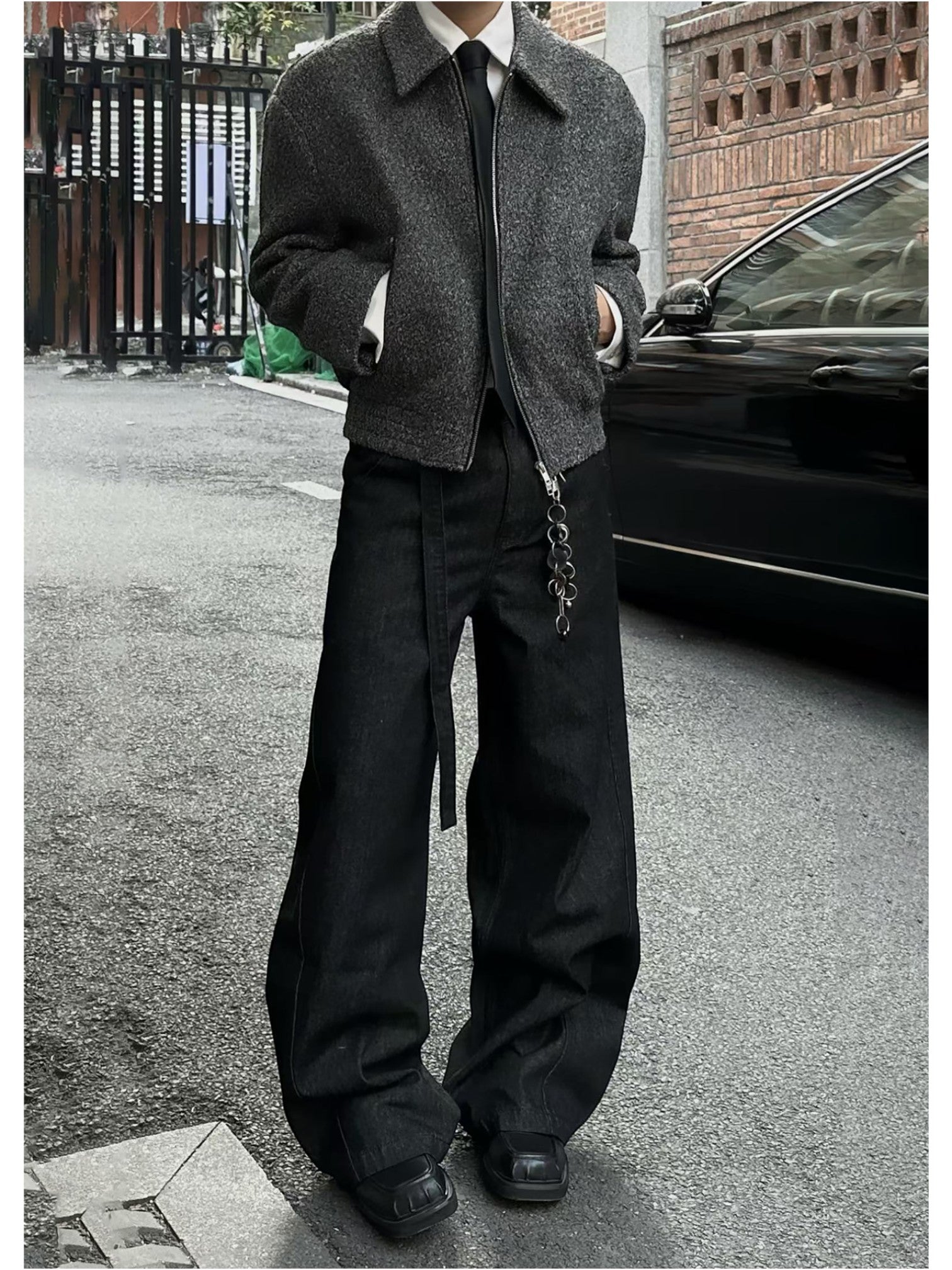 [SINONOME] DRAWSTRING A-CUT HEAVY JEANS B0303