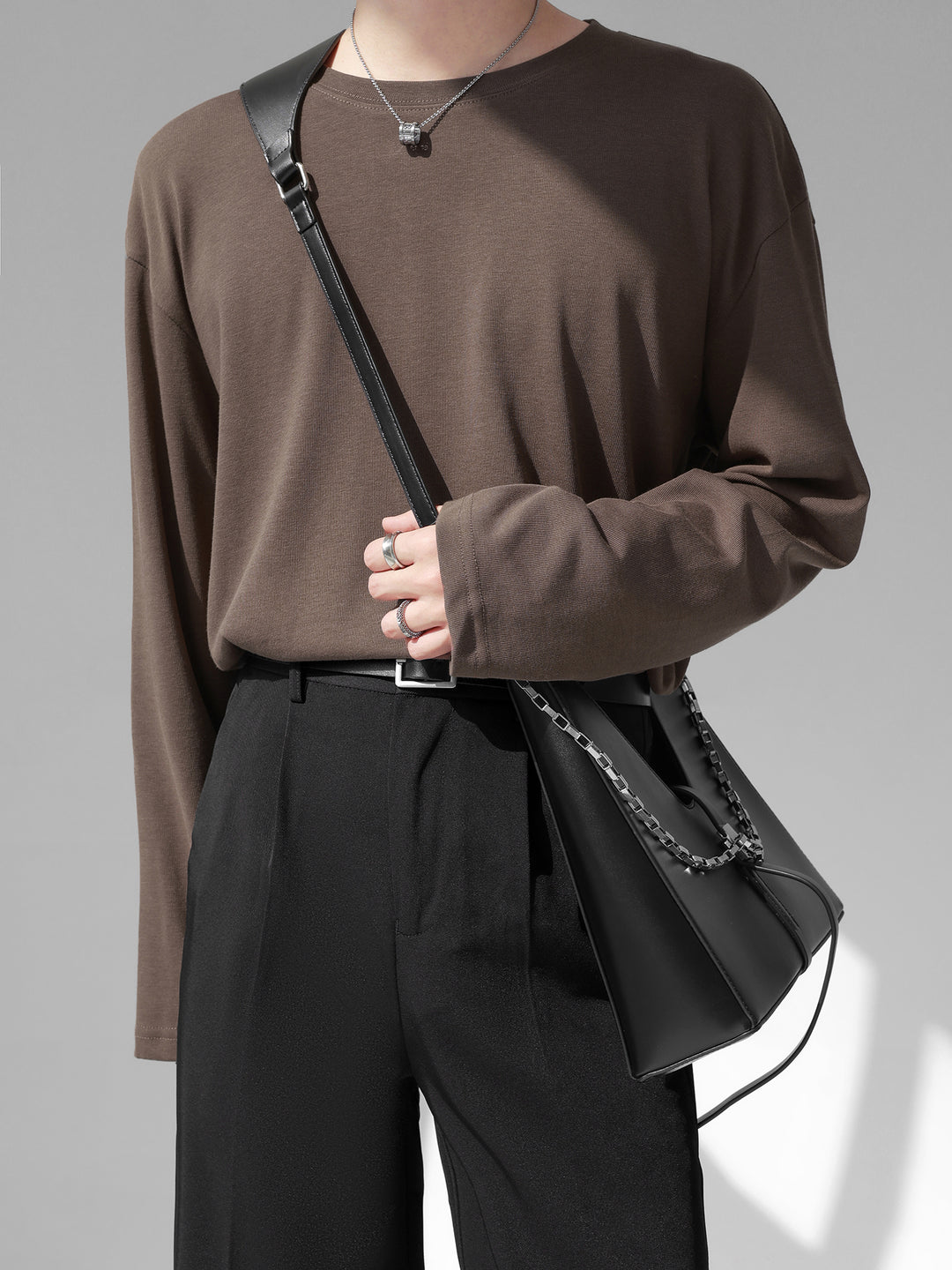 [HOHO] Self-made high-end drape solid color T-shirt J0083