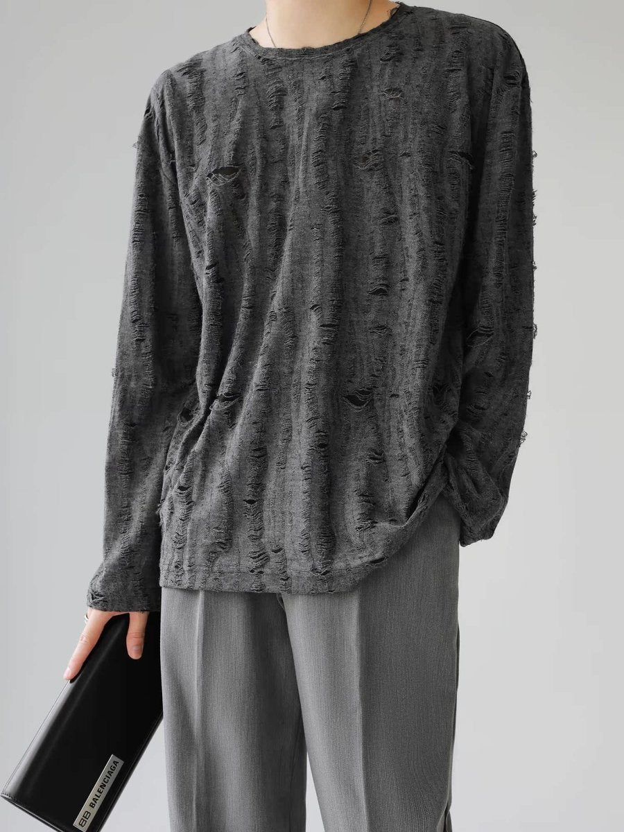 [HOHO]round neck hole T-shirt J0099