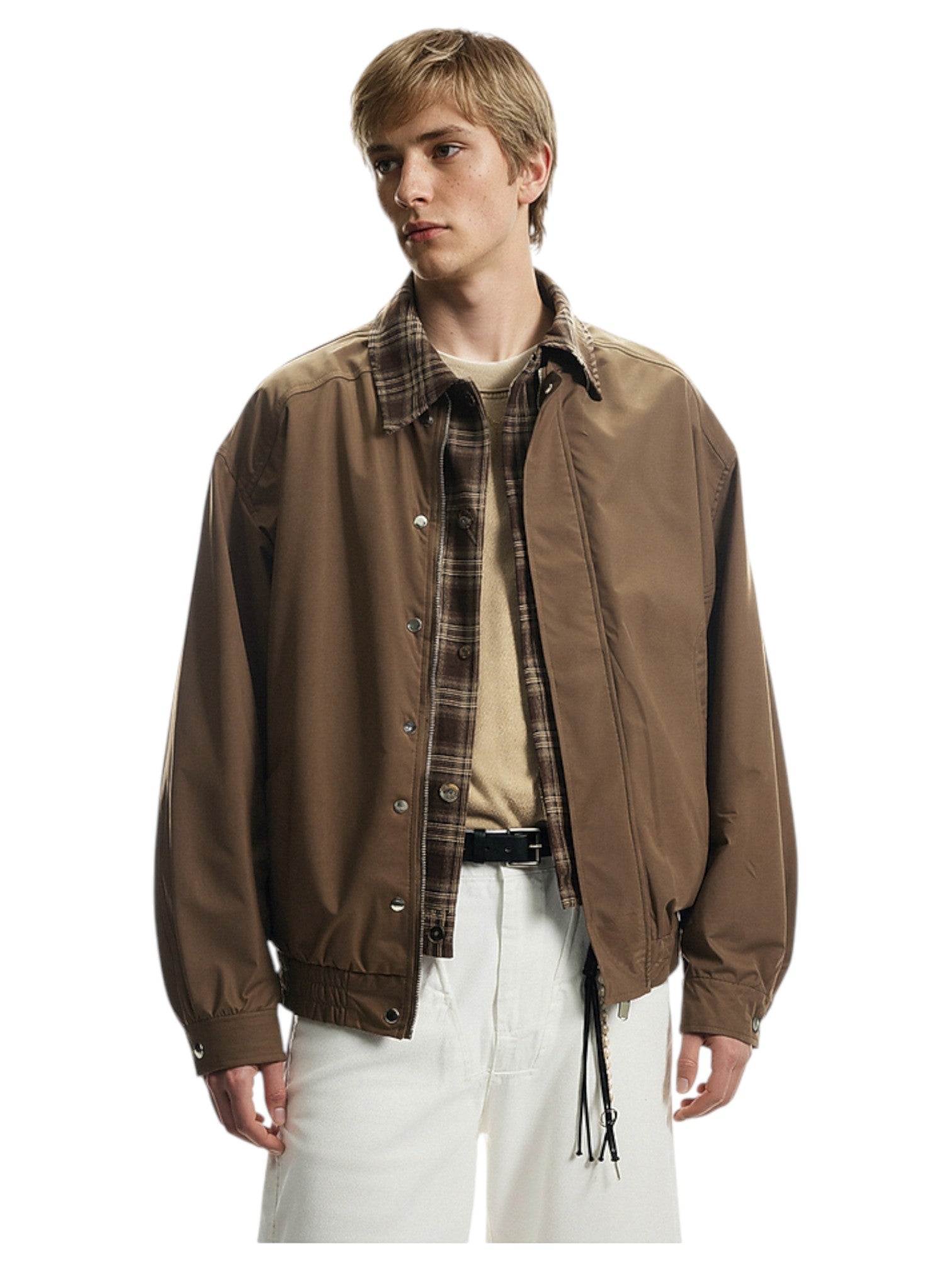 LAYERED PLAID WORK JACKET T0147