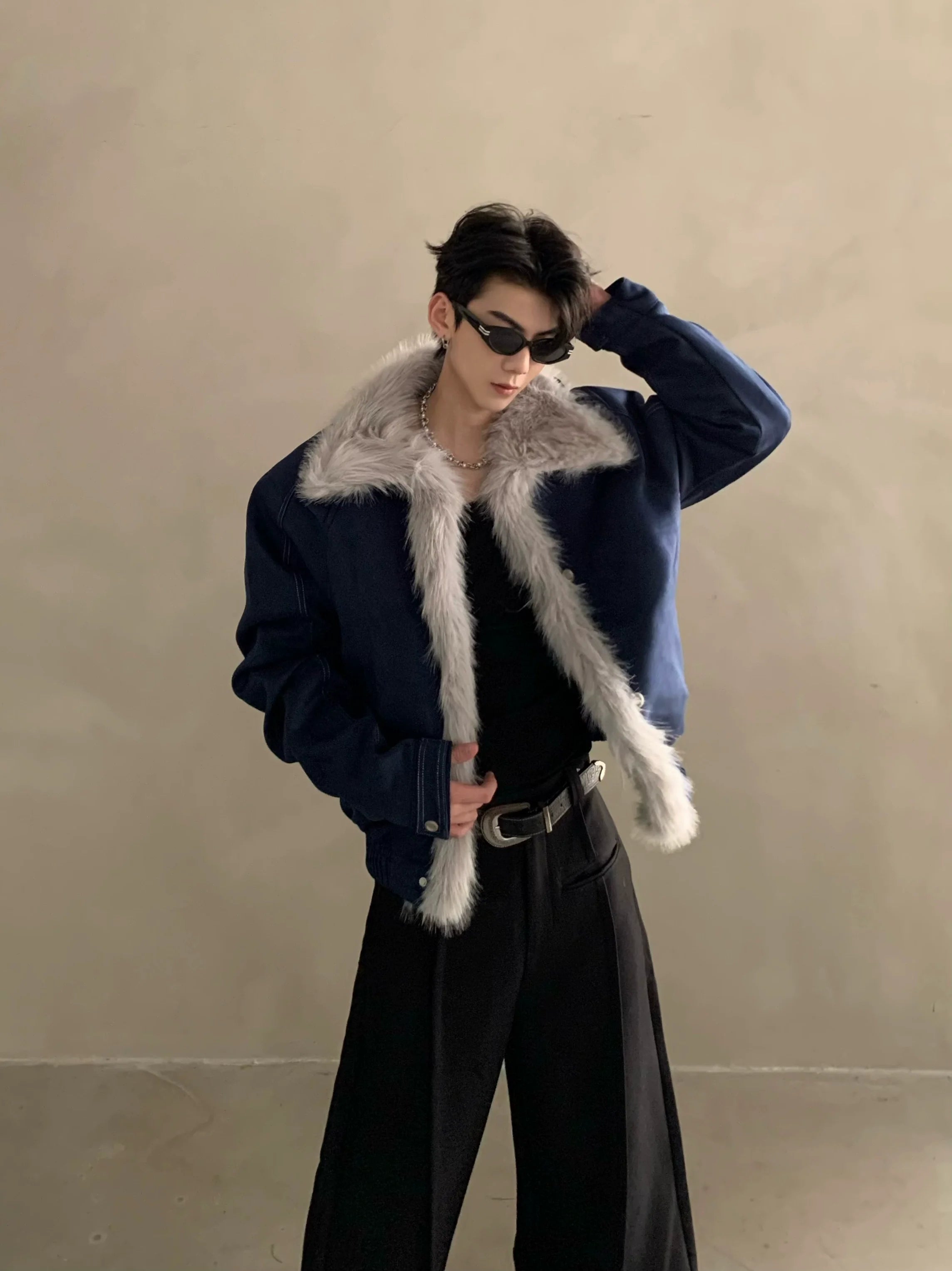 Winter niche high-end ruffian handsome sweater-neck cotton-padded jacket for men with thickened thermal seat mountain carving cotton-padded jacket T0192