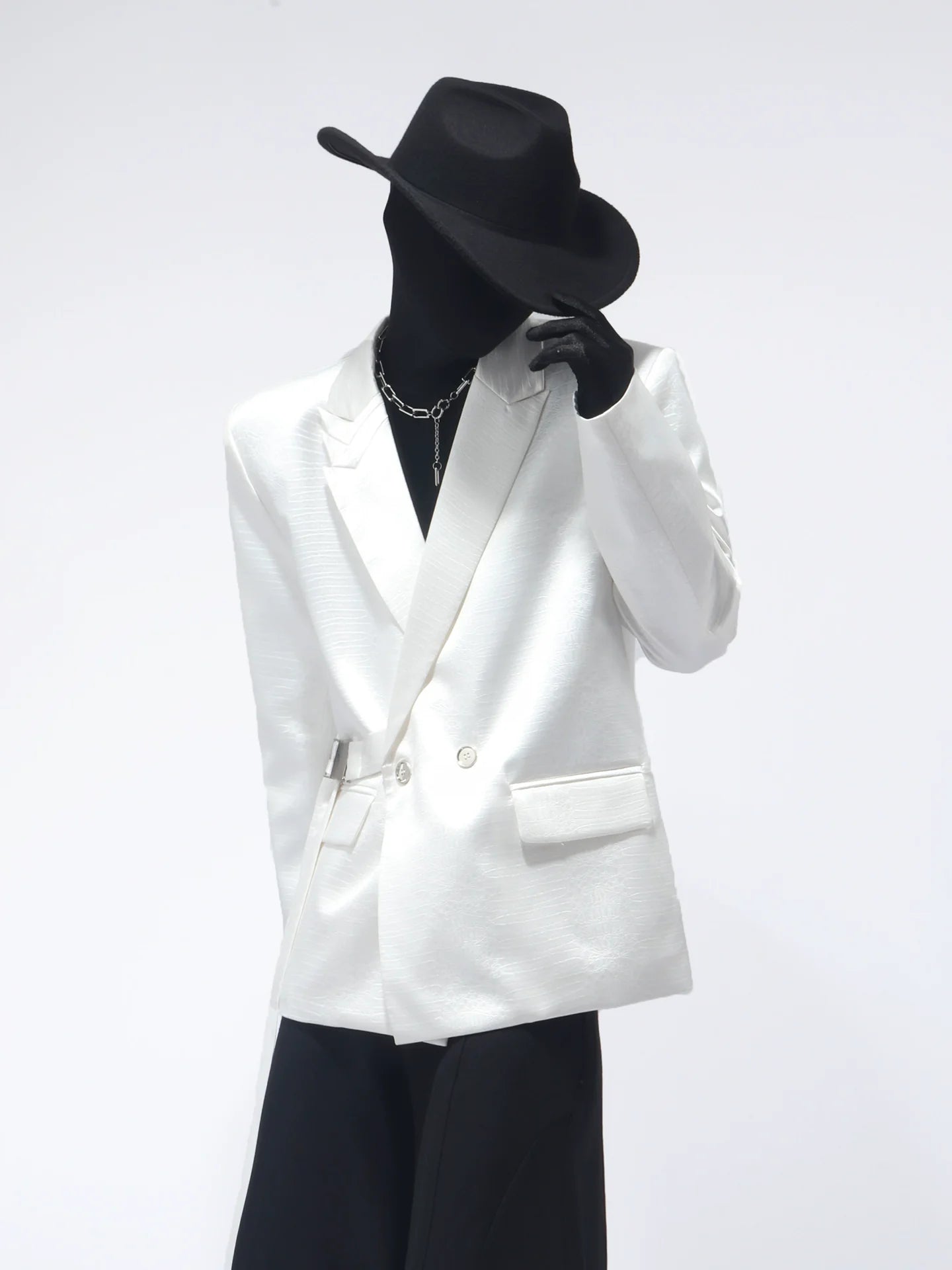 Premium buckle heavy industry shoulder padded blazer male ruffian handsome niche design suit R014