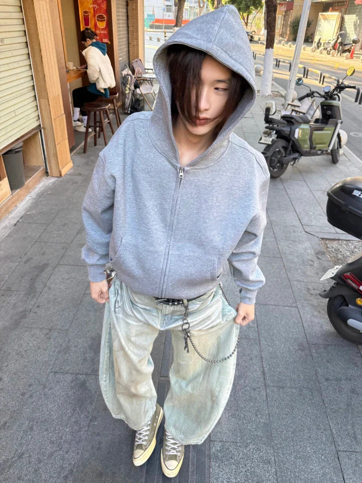 [FLAT ROOM] HEAVYWEIGHT BOX FIT ZIP HOODIE S0215