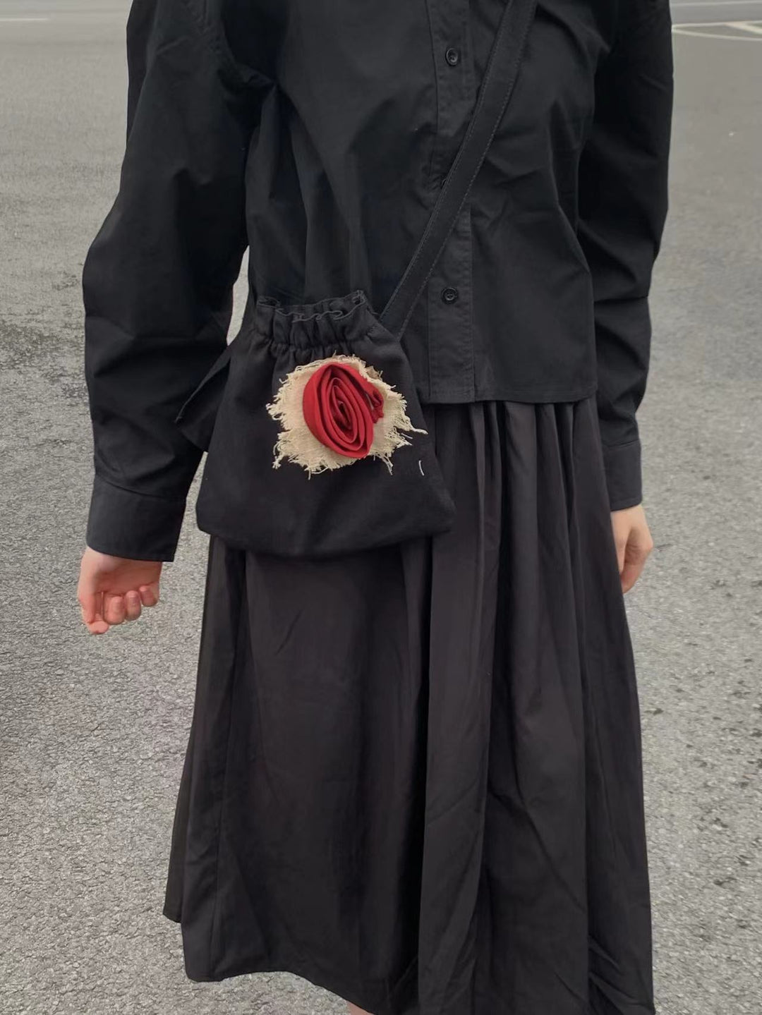 rose drawstring small messenger bag A0067