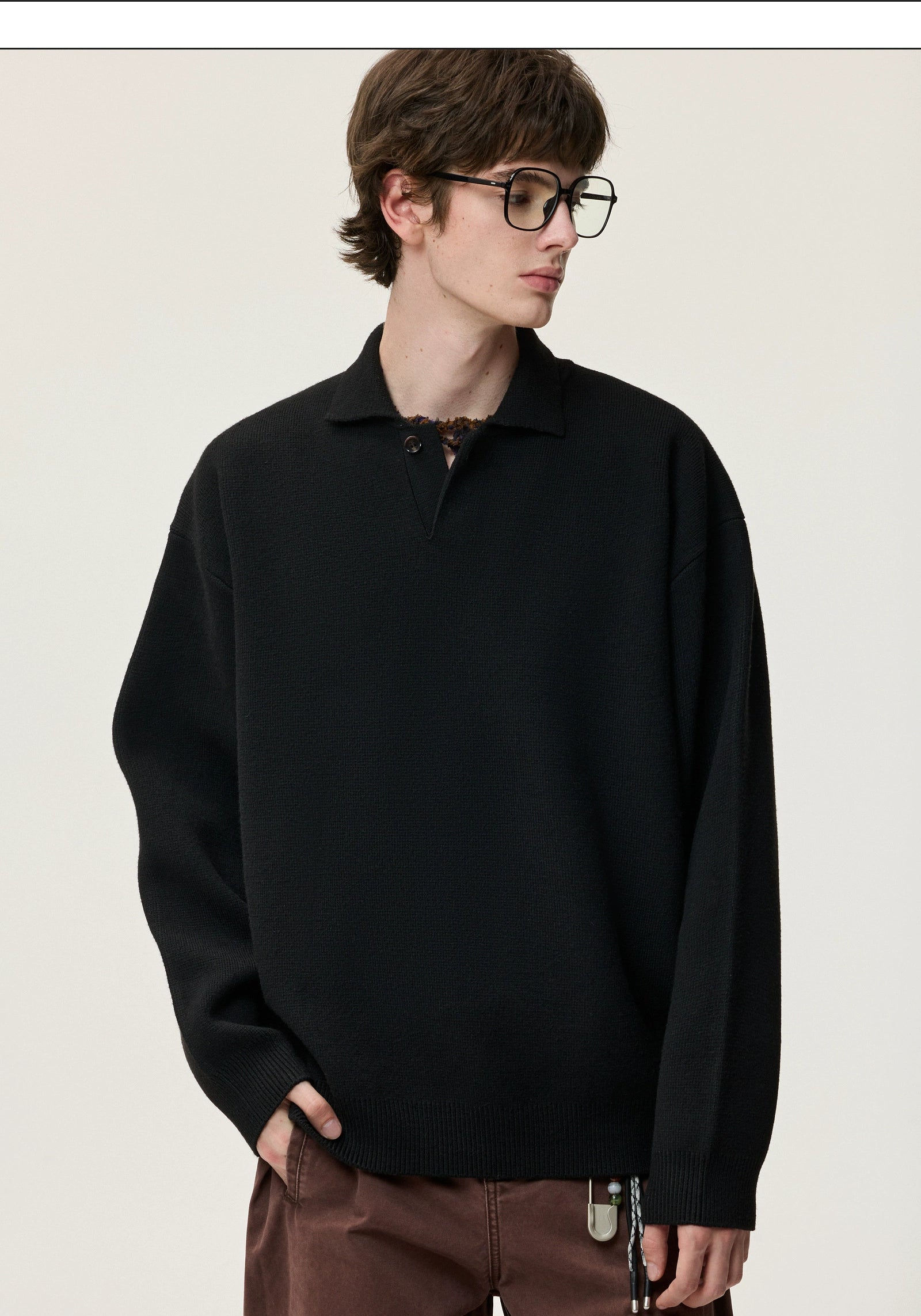 Lapel POLO neck knitted sweater C0383