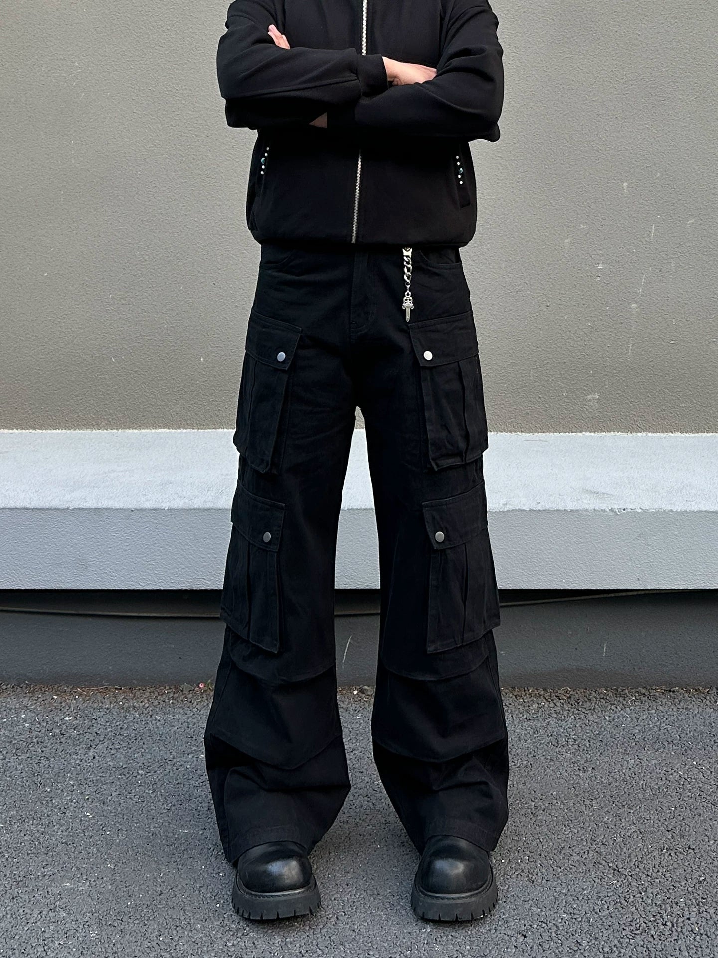 Cleanfit multi-pocket black overalls fe0289