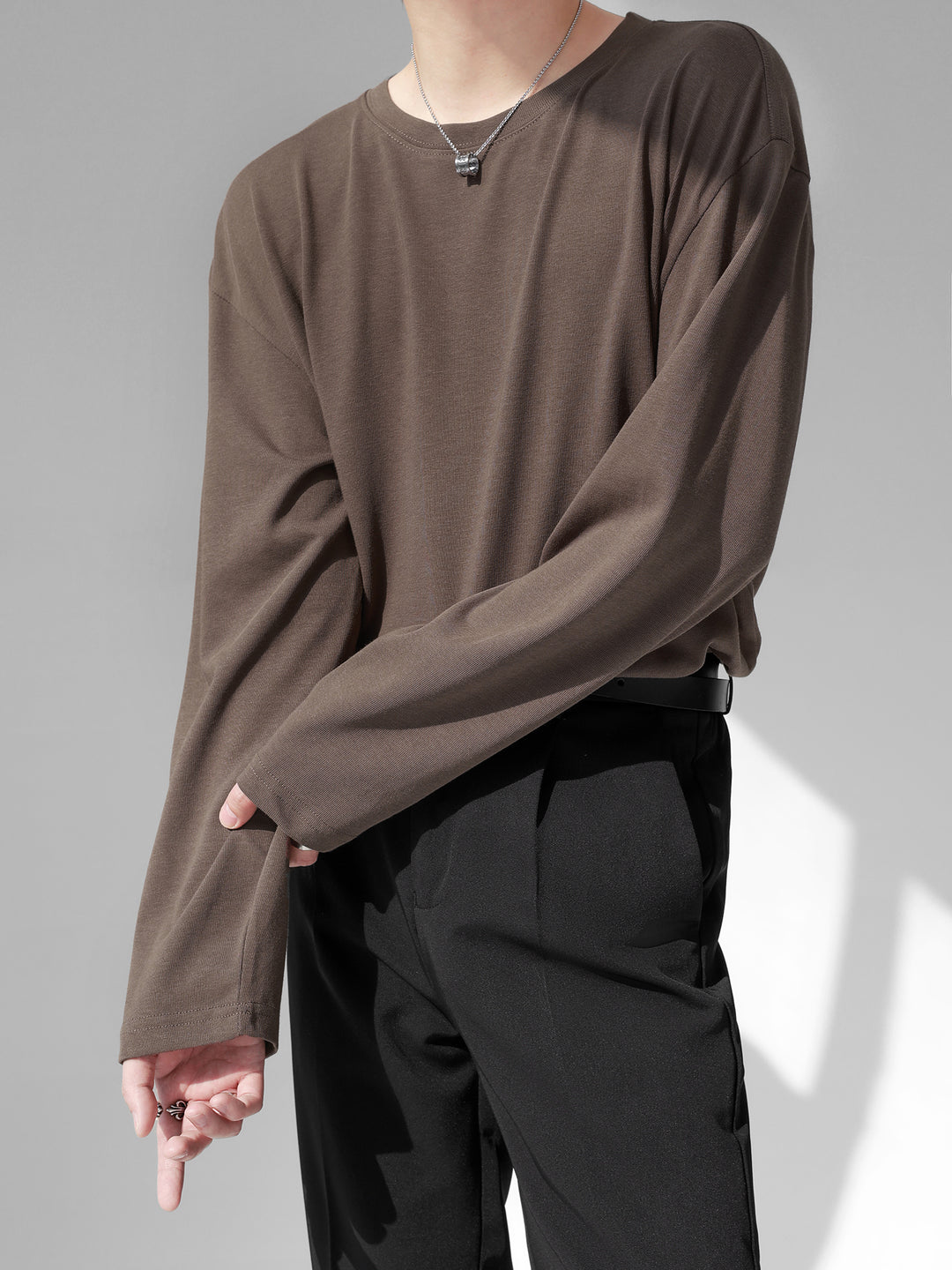 [HOHO] Self-made high-end drape solid color T-shirt J0083