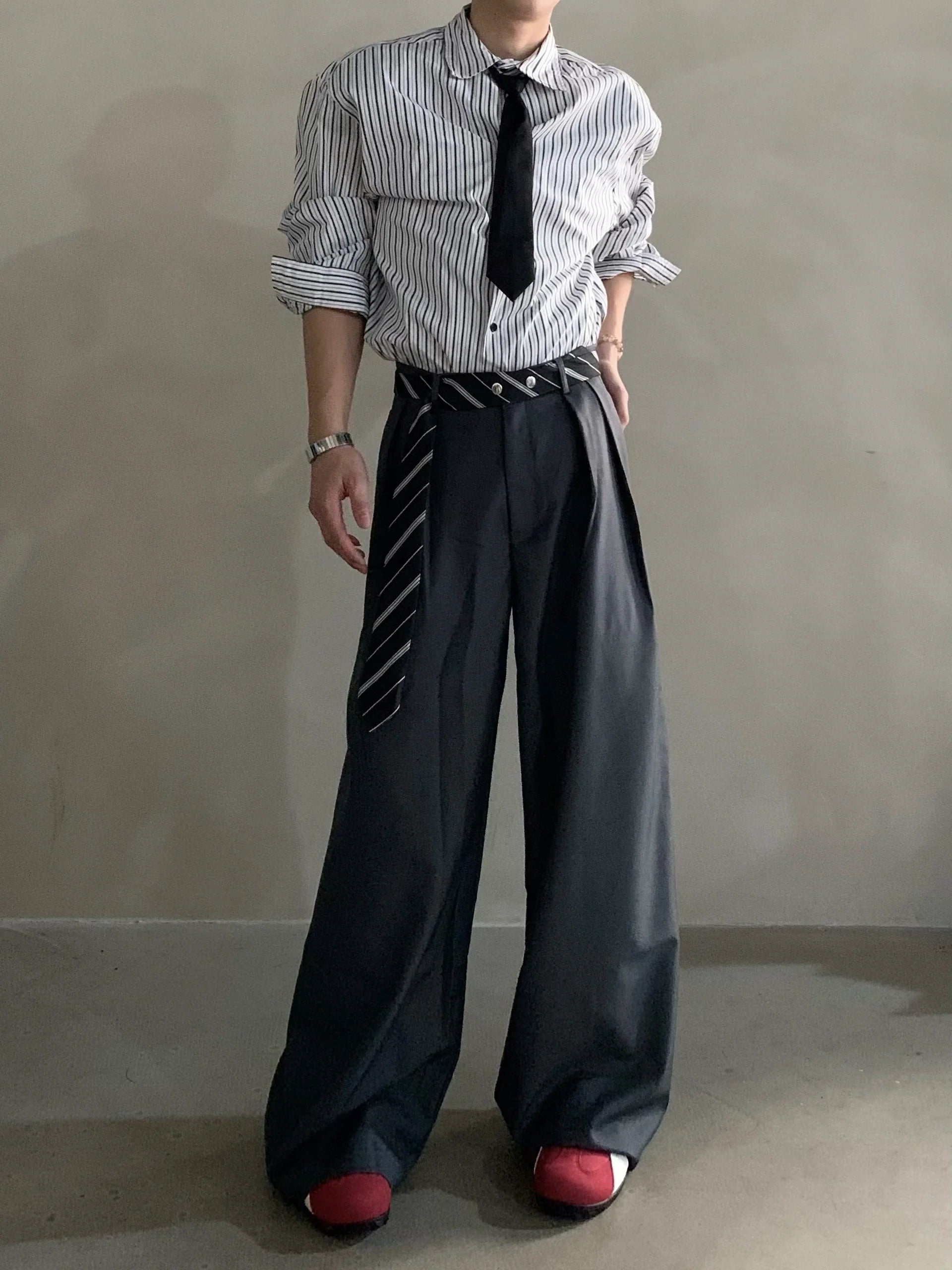 High-end niche scarf design scimitar casual pants men's non-ironing and drape casual pants tide B0322