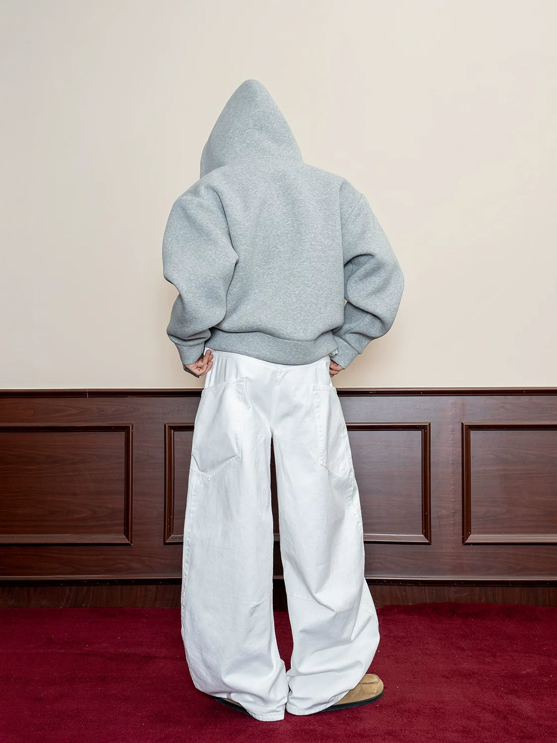 Handmade braided rope solid color hooded American casual sweater men's spring 500g heavy loose cardigan jacket S0173