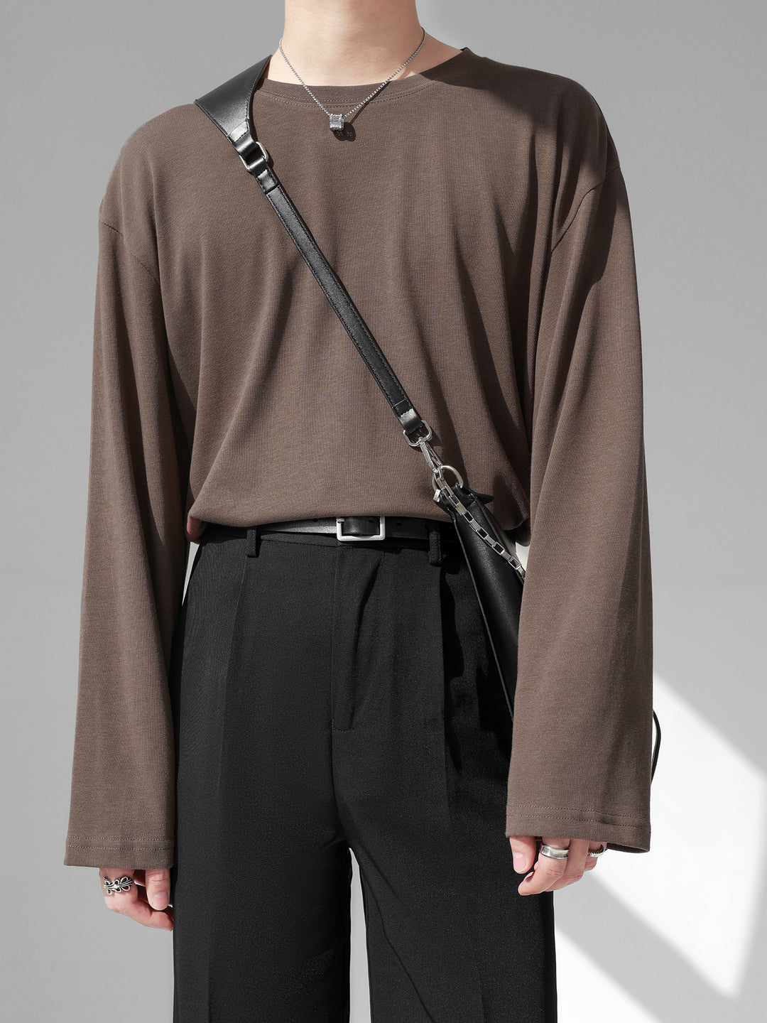 [HOHO] Self-made high-end drape solid color T-shirt J0083