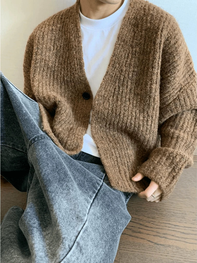 Vintage thick thread knitted cardigan ff0283